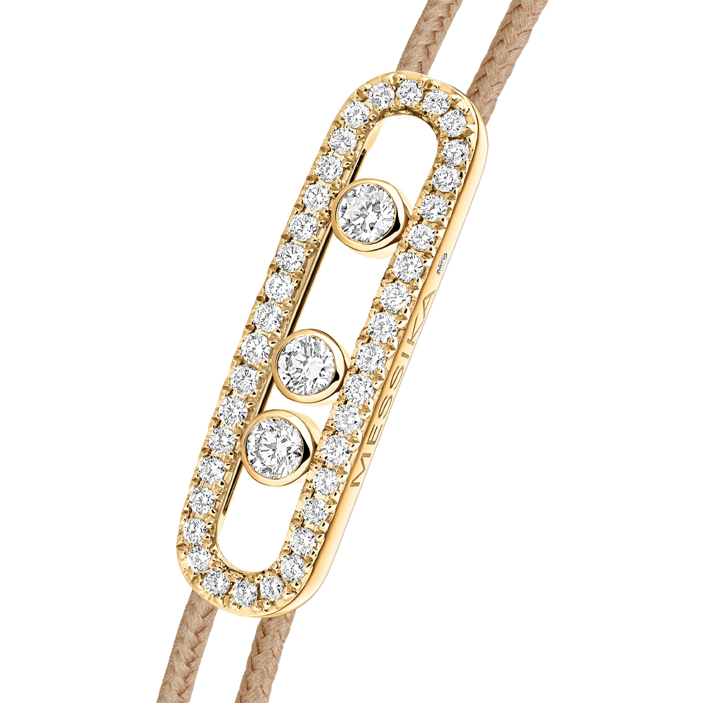 MESSIKA CARE(S) BRACCIALE IN CORDA BEIGE E PAVÉ DI DIAMANTI 0,26 CT - immagine 3