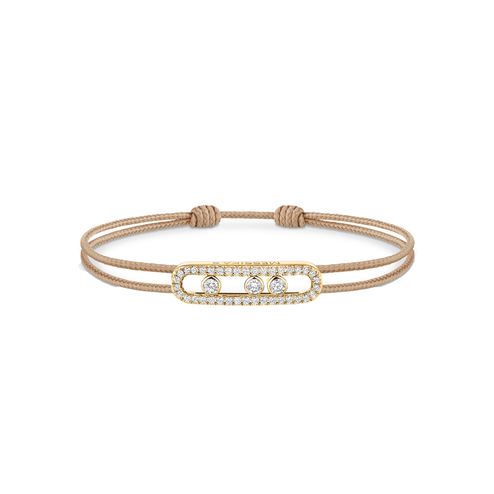MESSIKA CARE(S) BRACCIALE IN CORDA BEIGE E PAVÉ DI DIAMANTI 0,26 CT - immagine 2