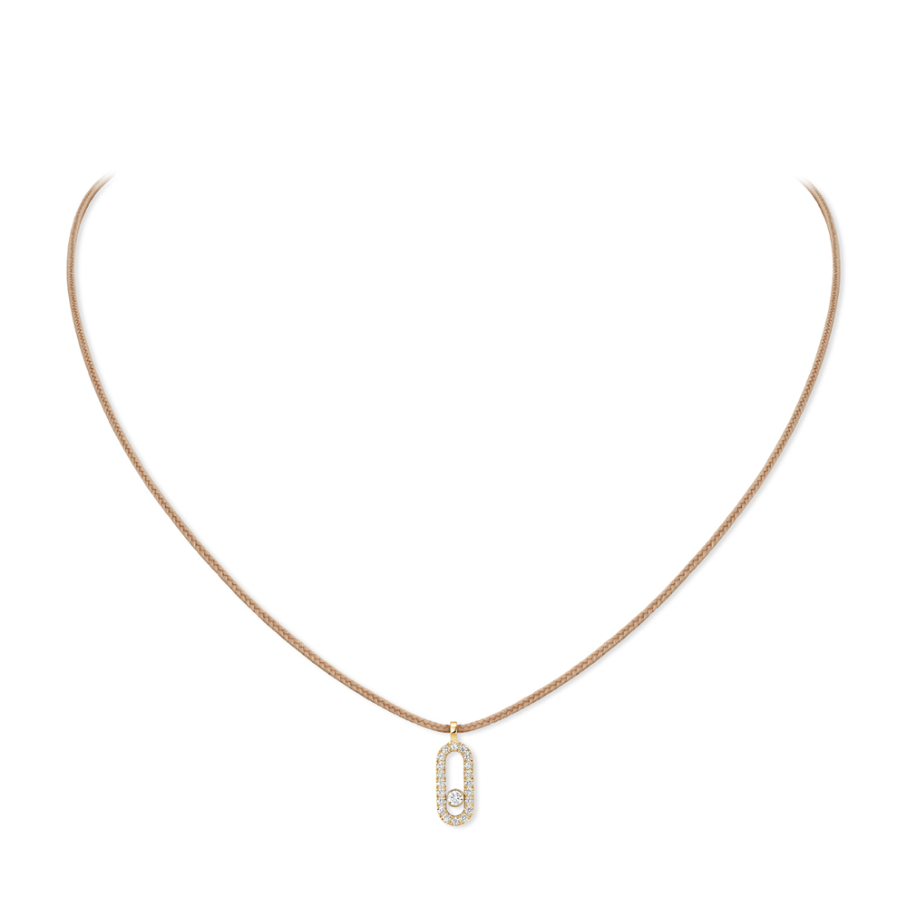 MESSIKA CARE(S) CIONDOLO PAVÉ CON CORDINO BEIGE 0,09 CT