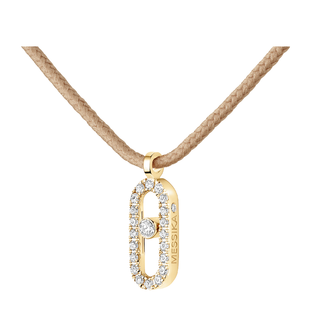 MESSIKA CARE(S) CIONDOLO PAVÉ CON CORDINO BEIGE 0,09 CT - immagine 2