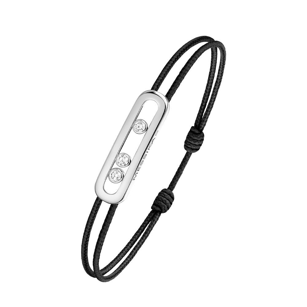 MESSIKA CARE(S) BRACCIALE IN CORDA NERA E ORO BIANCO CON DIAMANTE 0,09 CT