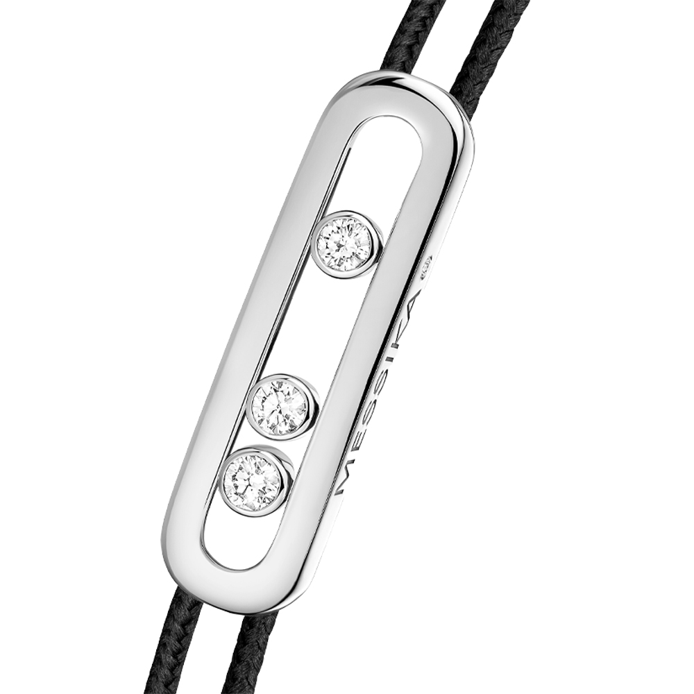 MESSIKA CARE(S) BRACCIALE IN CORDA NERA E ORO BIANCO CON DIAMANTE 0,09 CT - immagine 3