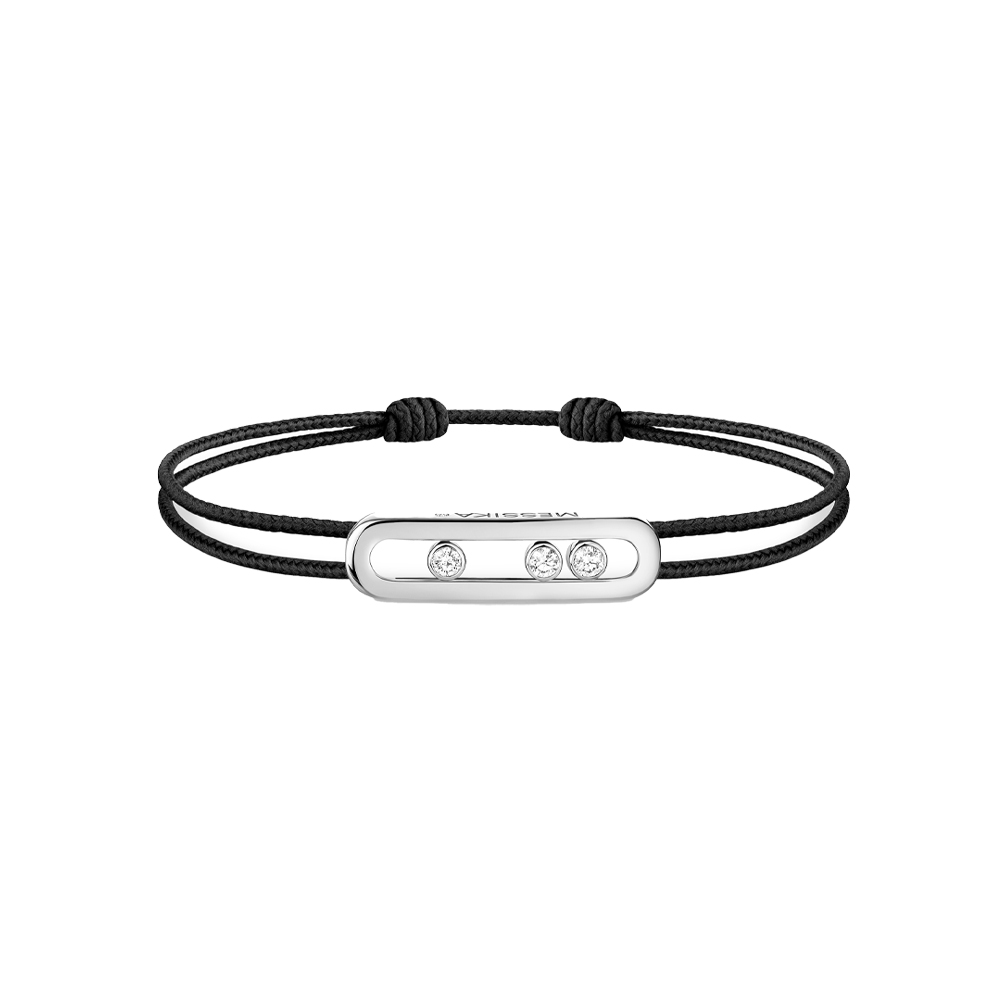 MESSIKA CARE(S) BRACCIALE IN CORDA NERA E ORO BIANCO CON DIAMANTE 0,09 CT - immagine 2
