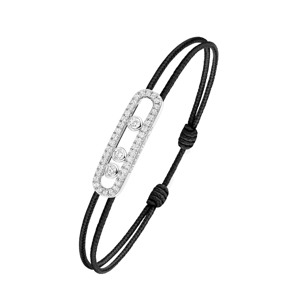 MESSIKA CARE(S) BRACCIALE CORDINO IN ORO BIANCO CON PAVÉ DI DIAMANTI 0,26 CT