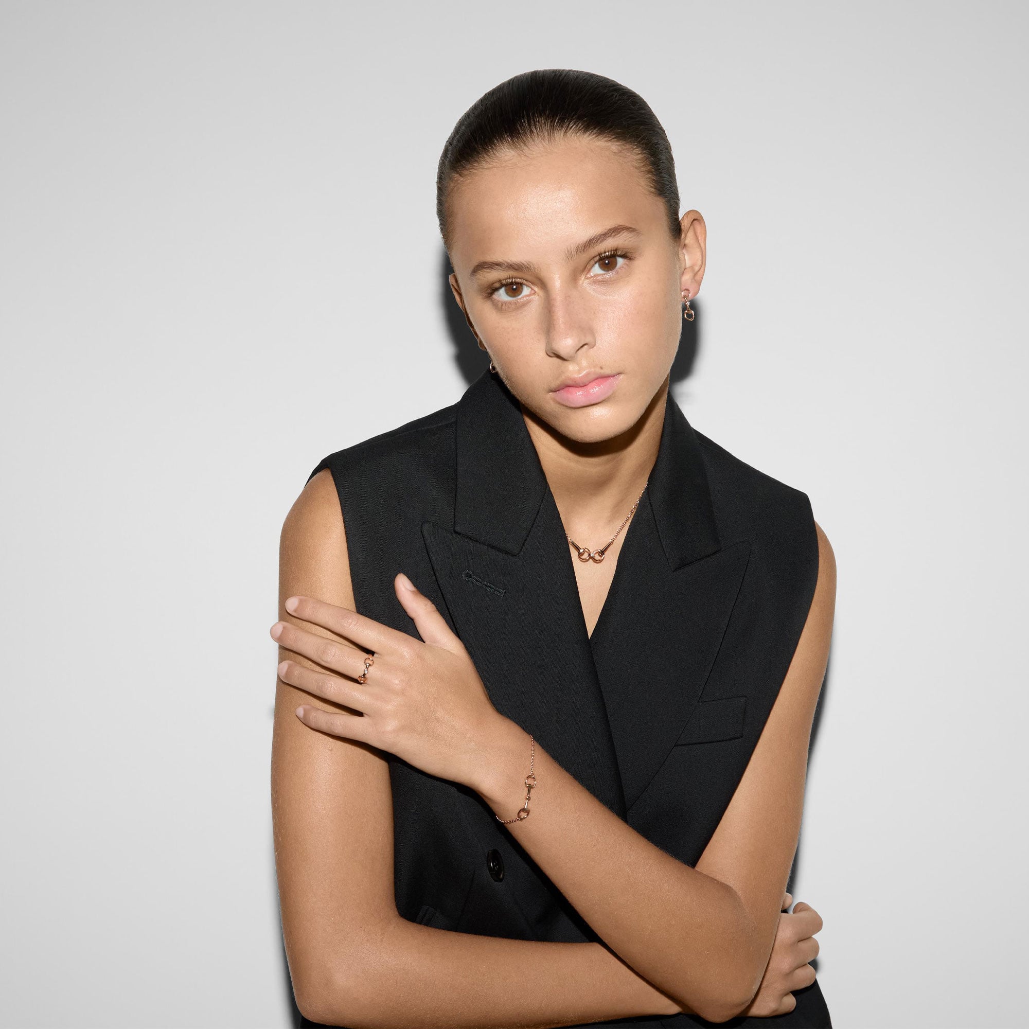 ANELLO HORSEBIT CON DIAMANTE E MORSETTO ORO ROSA 18 CARATI - immagine 5