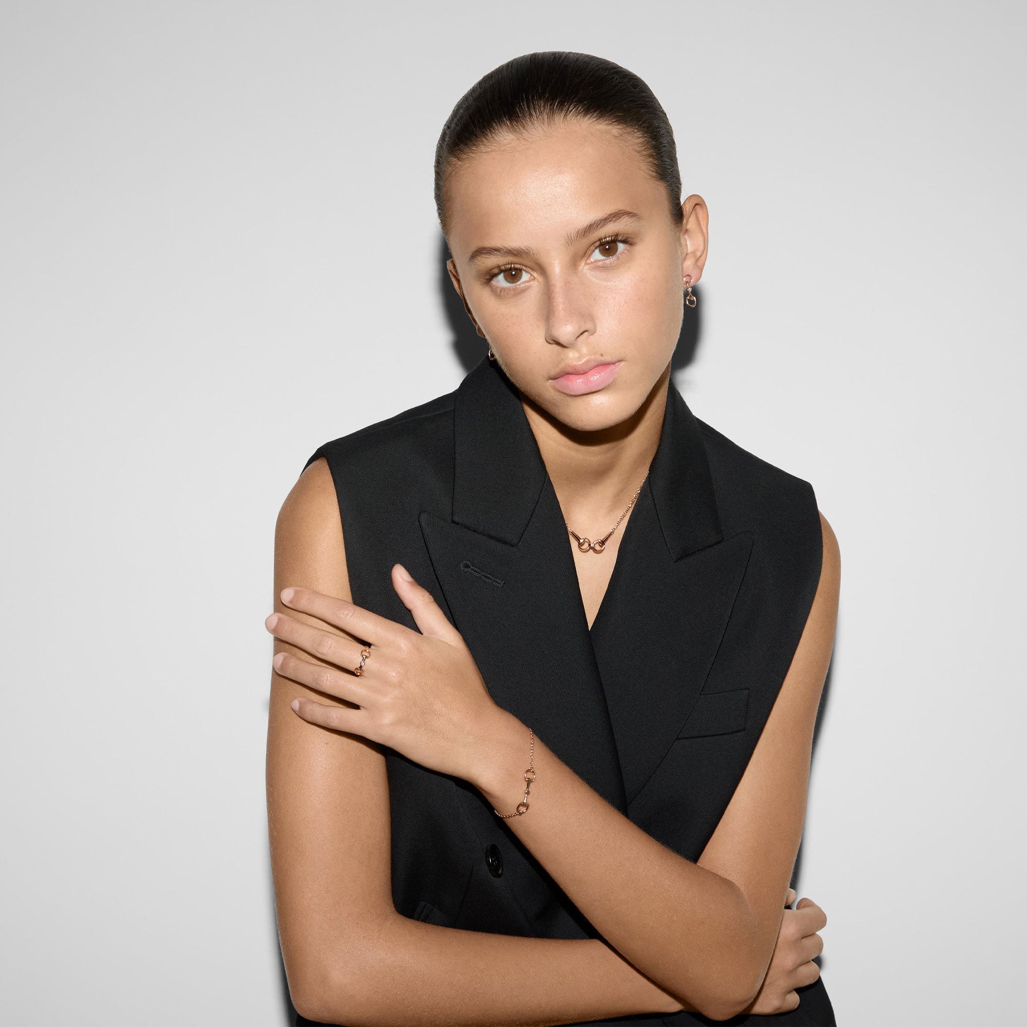 BRACCIALE HORSEBIT A CATENA CON DIAMANTE E MORSETTO ORO ROSA 18 CARATI - immagine 4