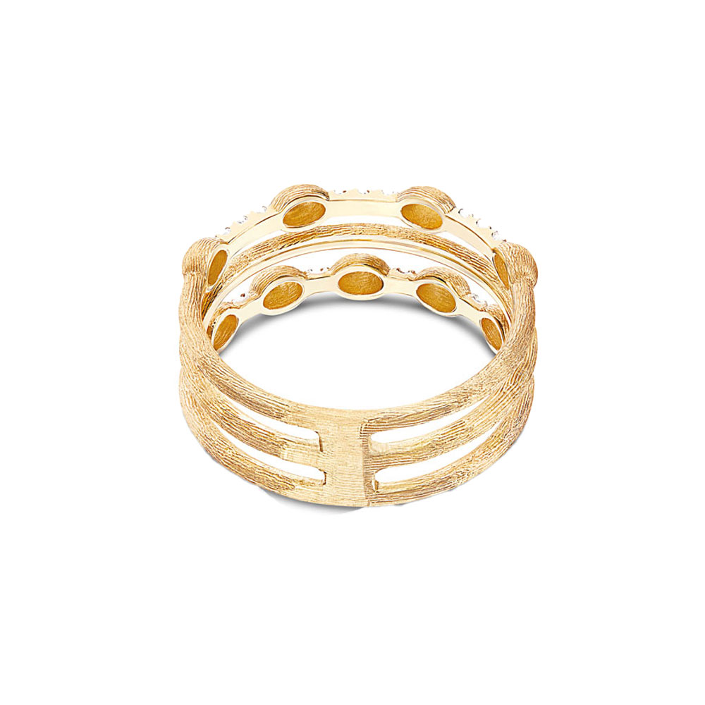 ANELLO DANCING ÉLITE A TRIPLA FASCIA IN ORO E DIAMANTI 0,07 CT - immagine 3