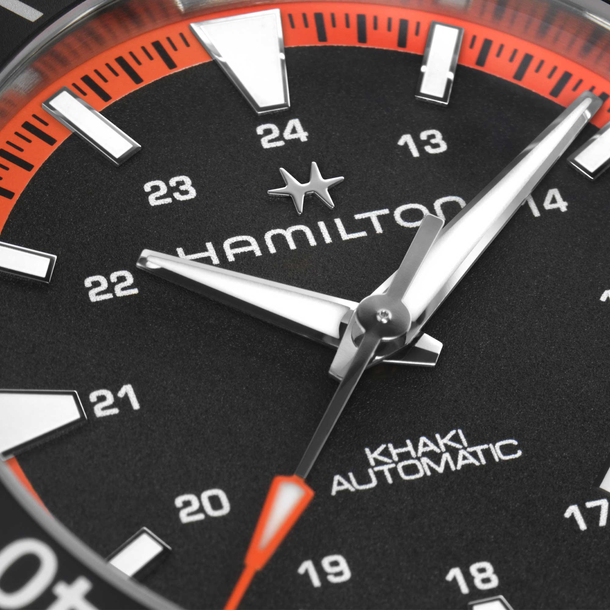 KHAKI NAVY SCUBA AUTO CAUCCIÙ ARANCIONE E AL QUADRANTE NERO A CONTRASTO 40 MM - immagine 4