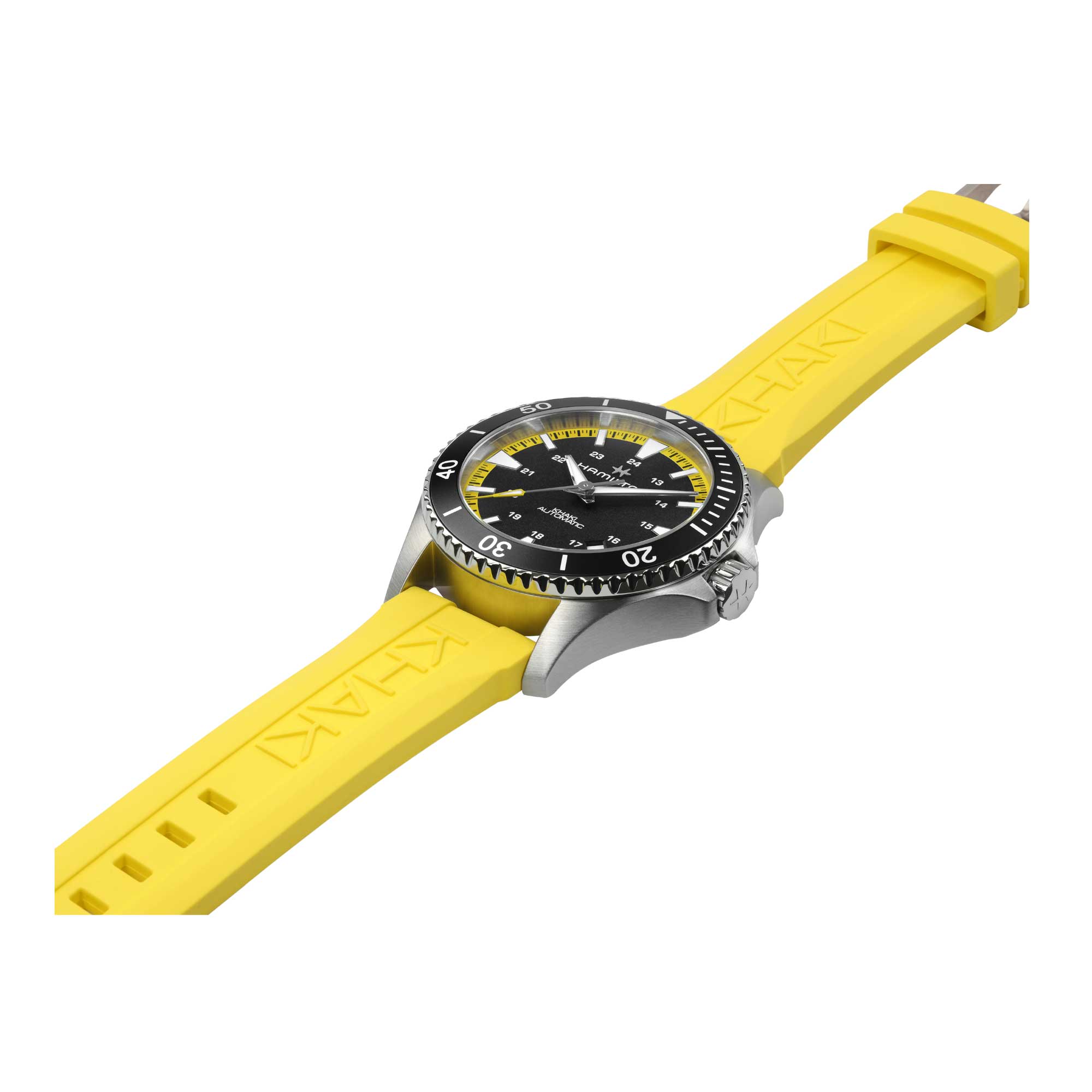 KHAKI NAVY SCUBA AUTO acid yellow rubber strap and contrasting black dial 40 MM - Image 3