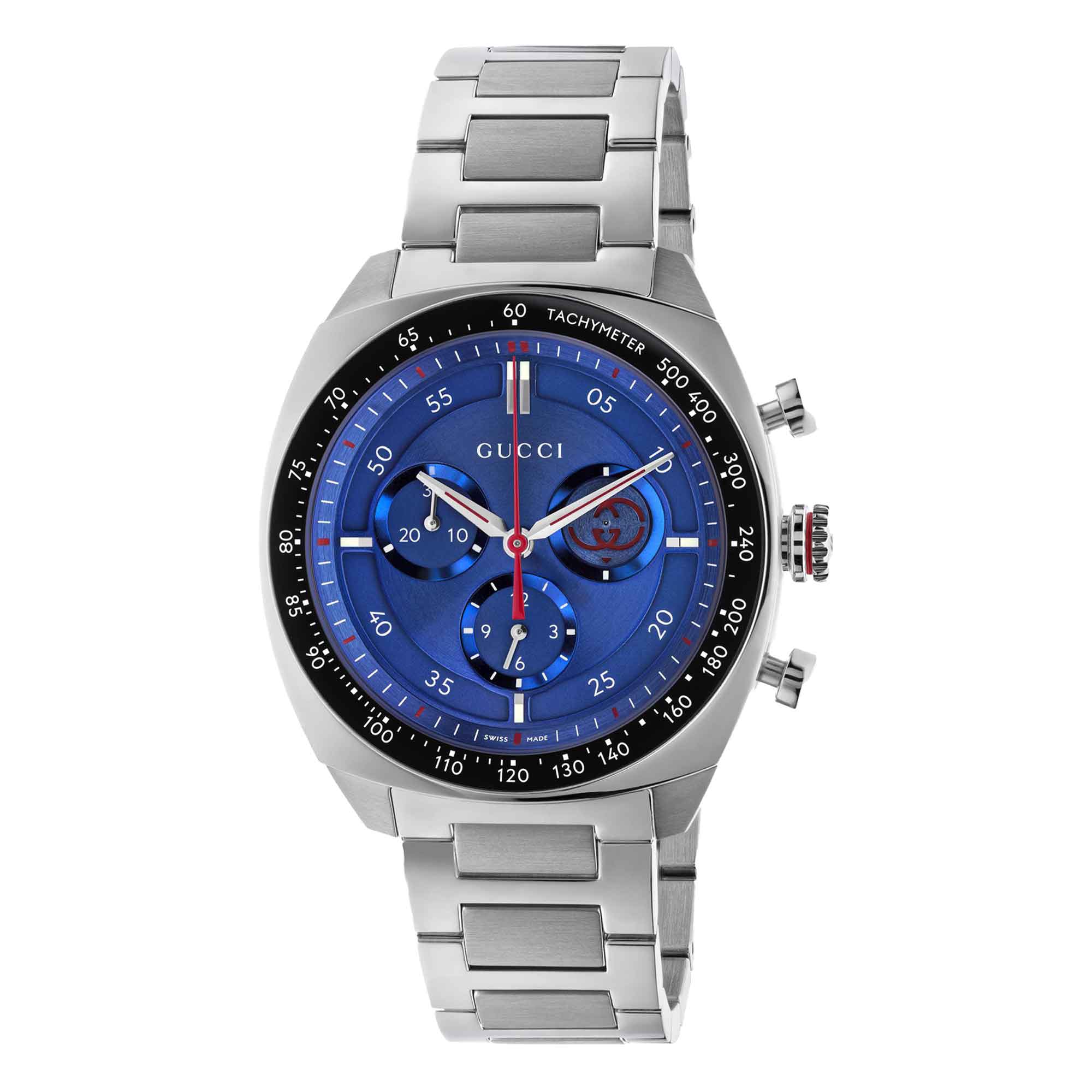 OROLOGIO GUCCI INTERLOCKING quadrante blu con lunetta in ceramica nera 41 MM