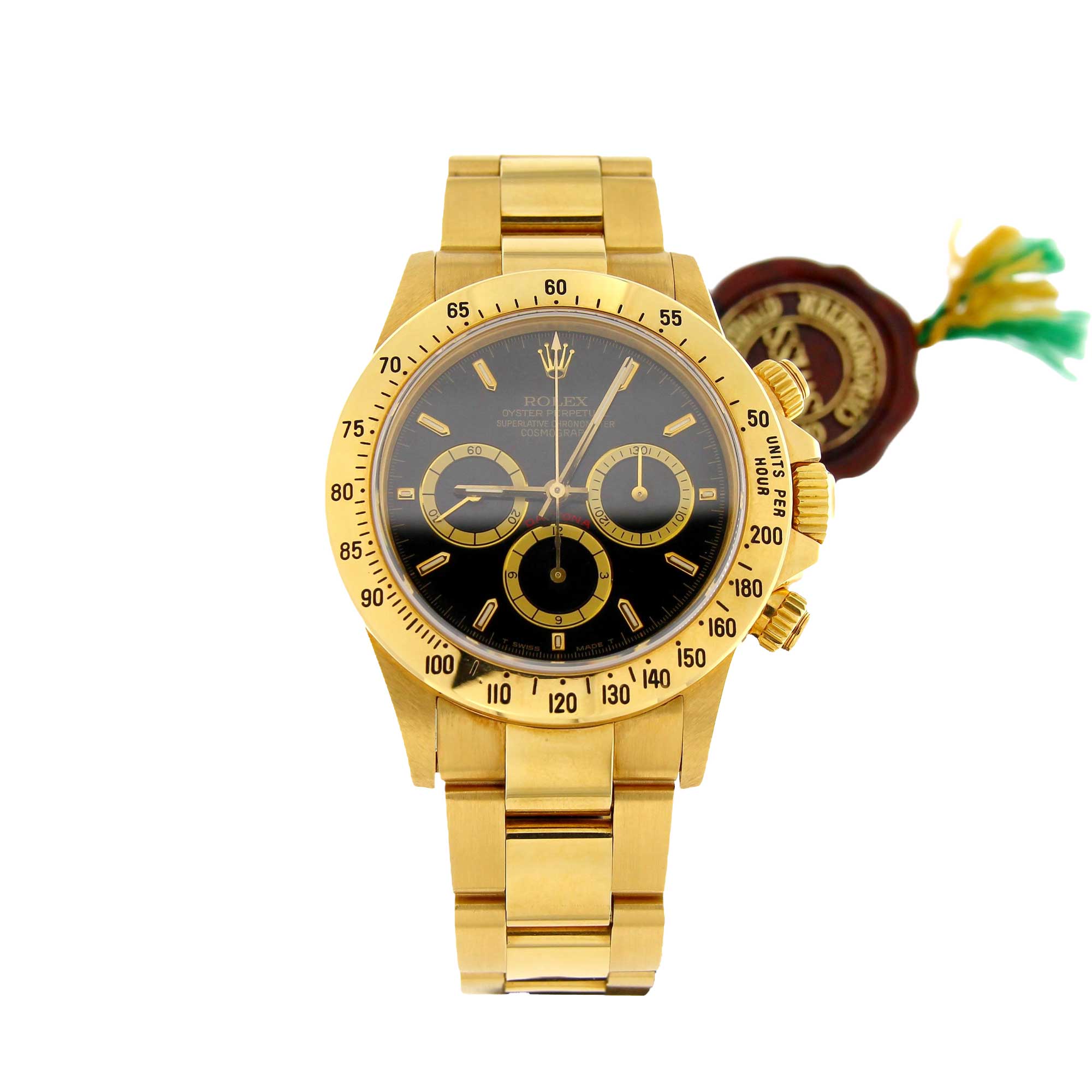 Rolex Daytona 16528 oro giallo con bracciale oro giallo modello “4 scritte” e ghiera a 200.