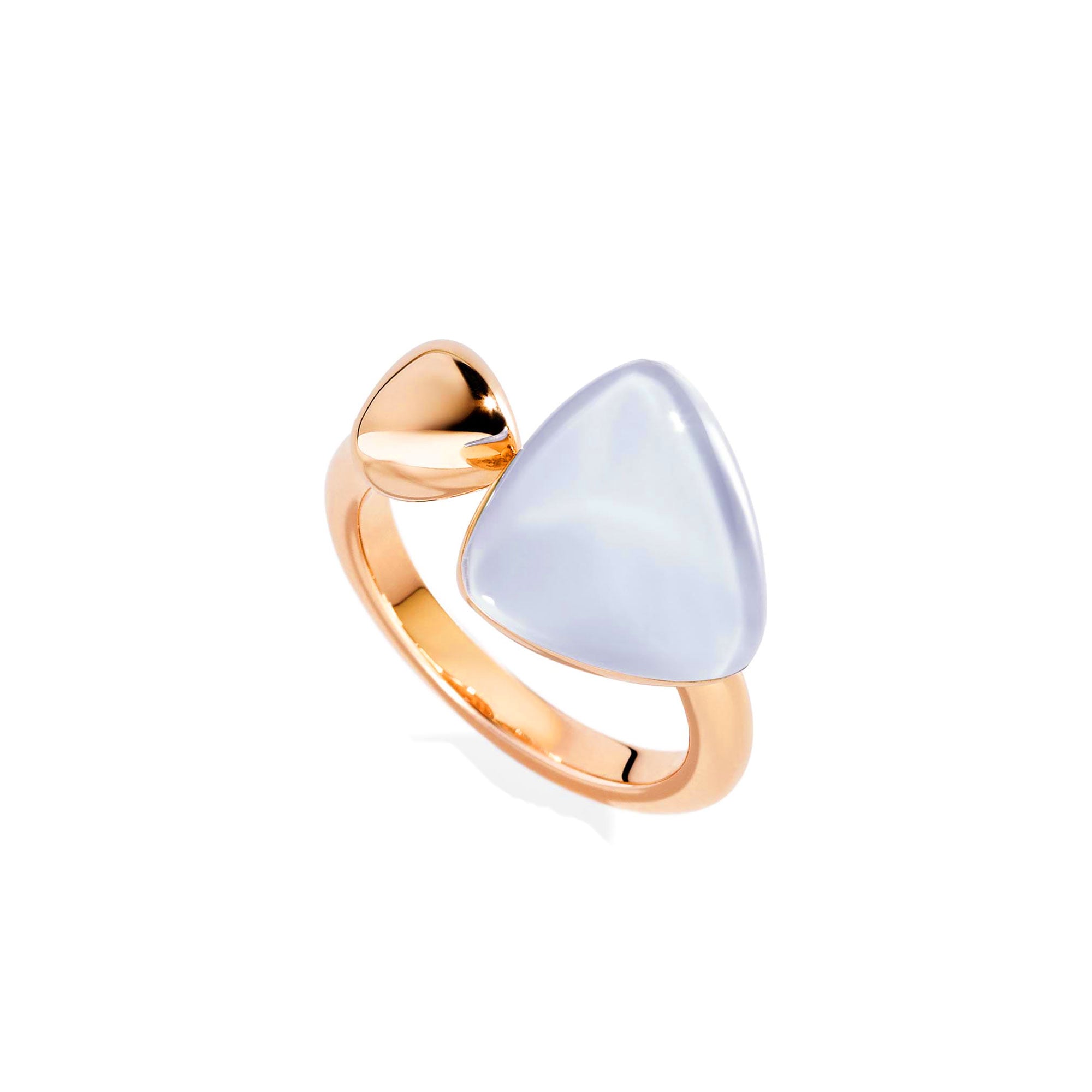 Anello Freccia in oro rosa 18 carati madreperla bianca e cristallo di rocca