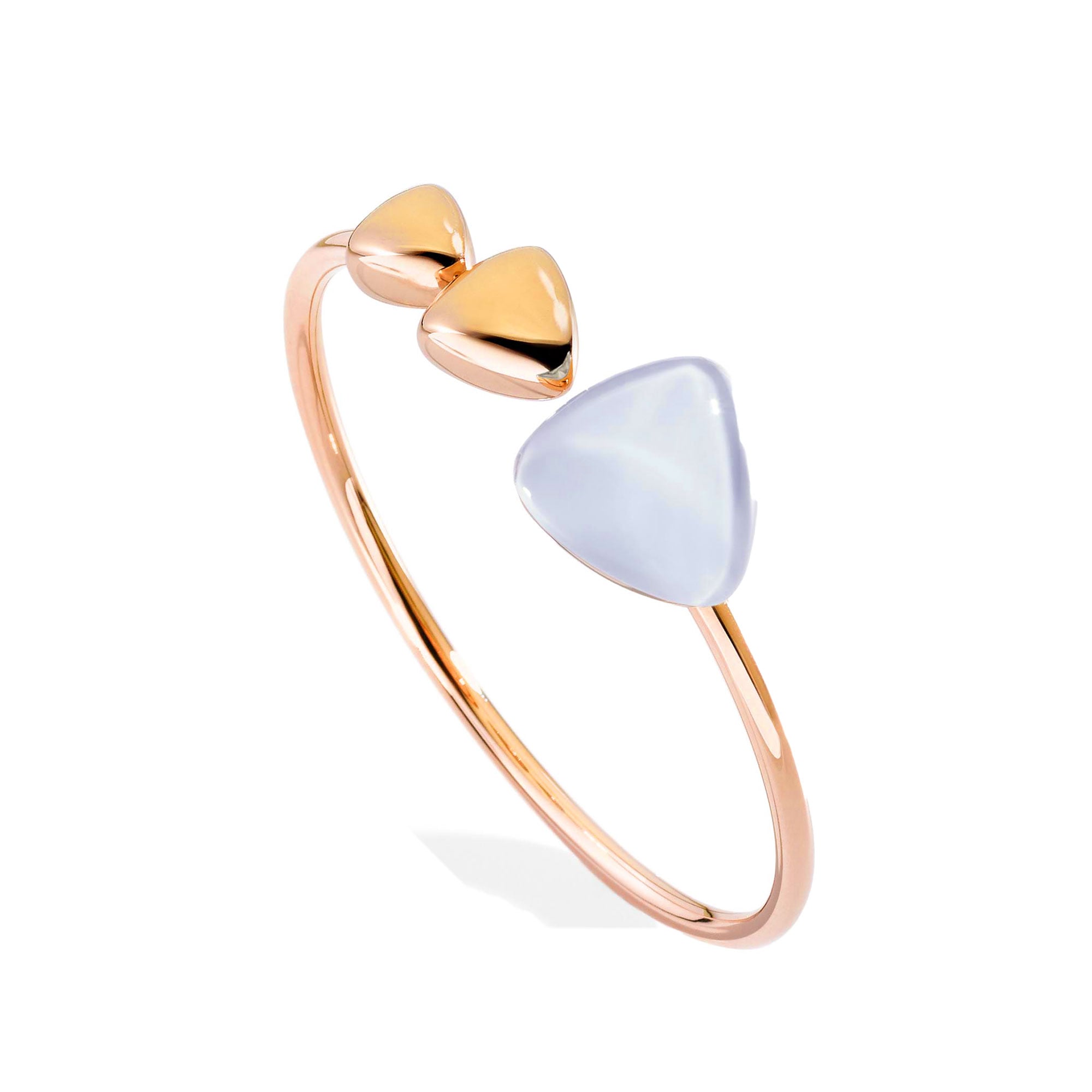 Bracelet in 18K rose gold white mother of pearl and rock crystal