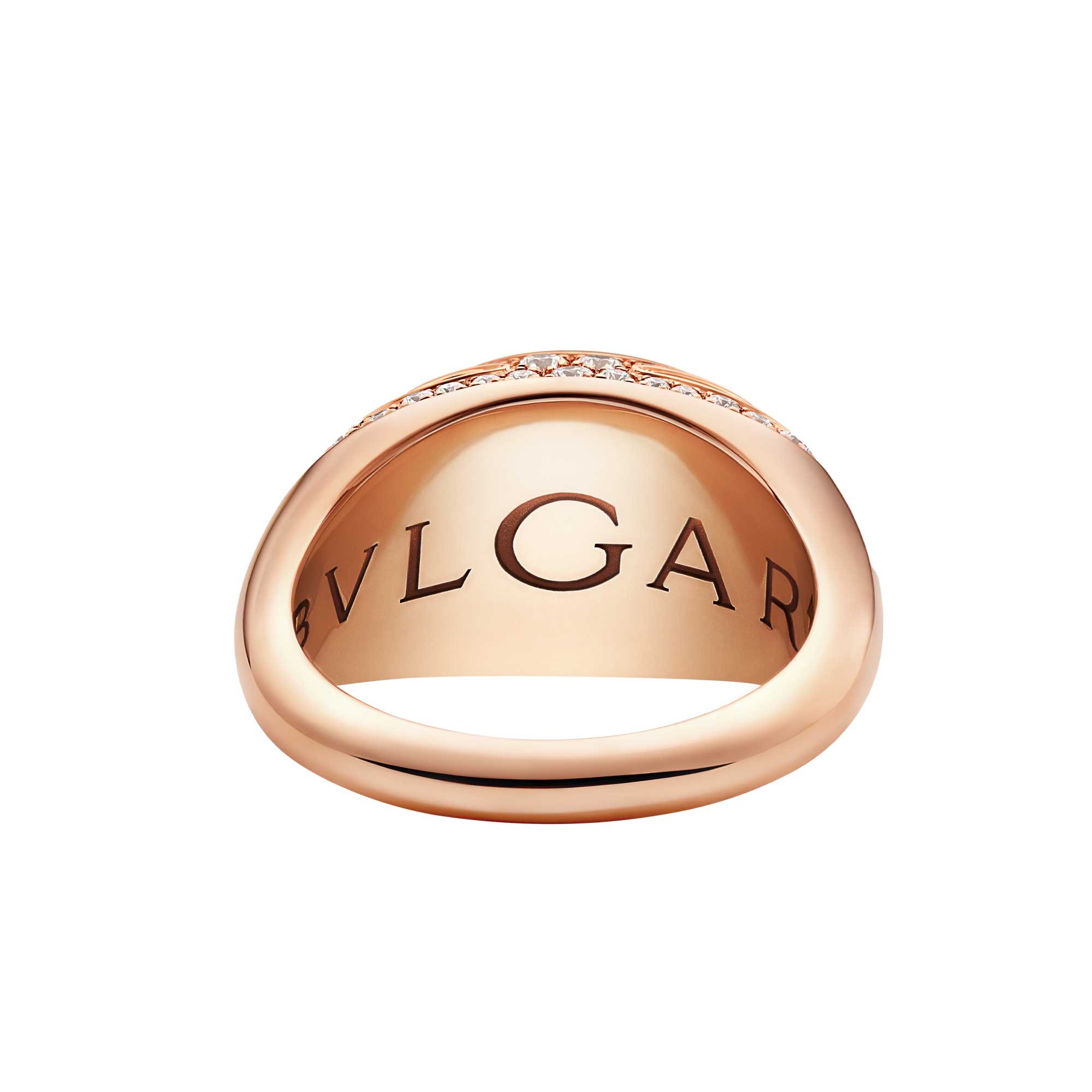 Bvlgari Cabochon Anello in oro rosa 18 kt con semi-pavé di diamanti - immagine 2