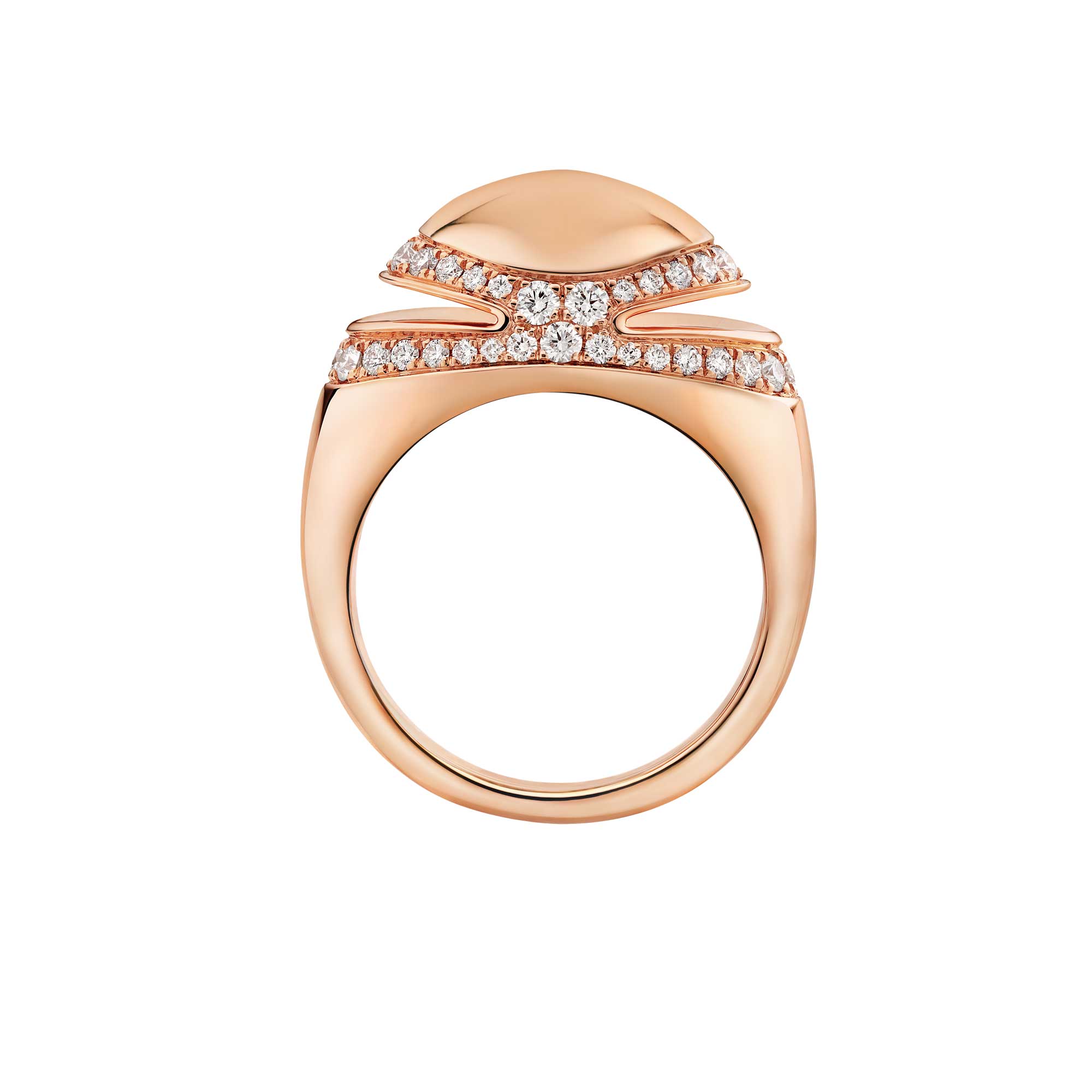Bvlgari Cabochon Anello in oro rosa 18 kt con semi-pavé di diamanti - immagine 4