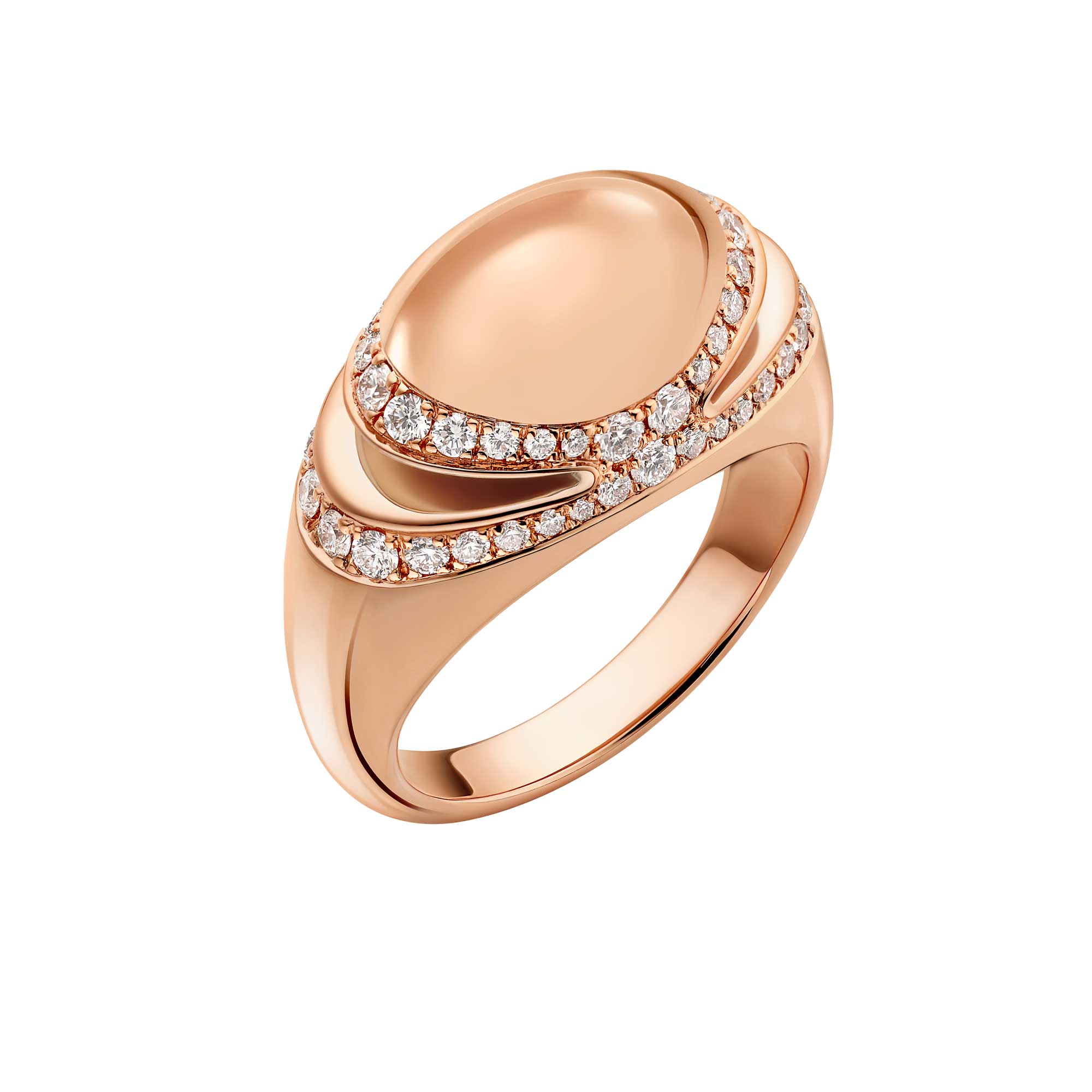 Bvlgari Cabochon Anello in oro rosa 18 kt con semi-pavé di diamanti - immagine 3
