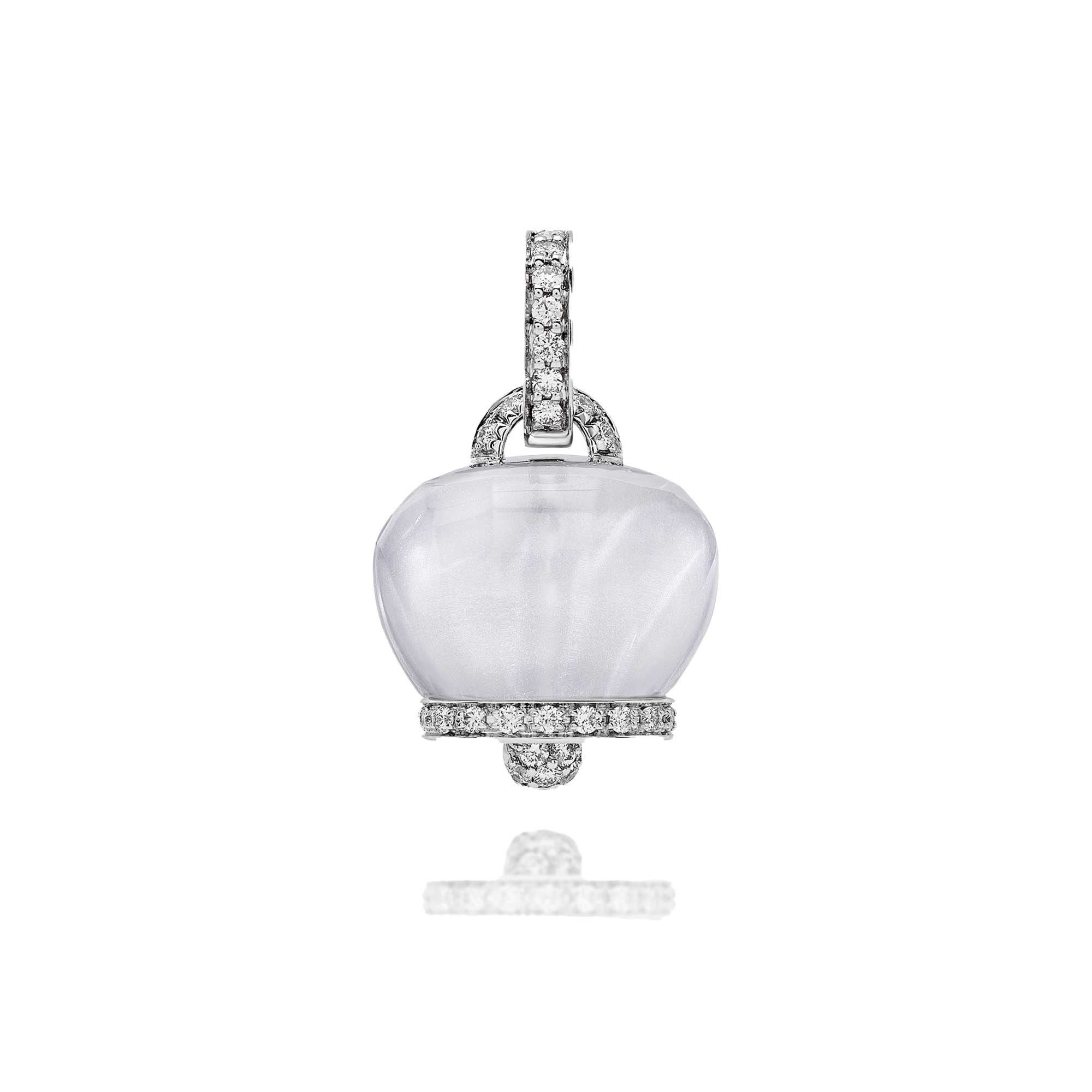 Ciondolo campanella medio Rock Crystal in oro bianco 18Kt e cristallo di rocca