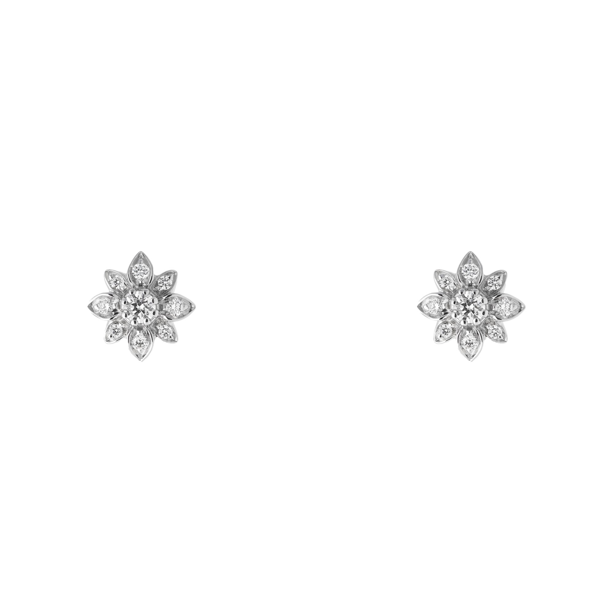 ORECCHINI A BOTTONE GUCCI FLORA IN ORO BIANCO 18 CARATI CON DIAMANTI
