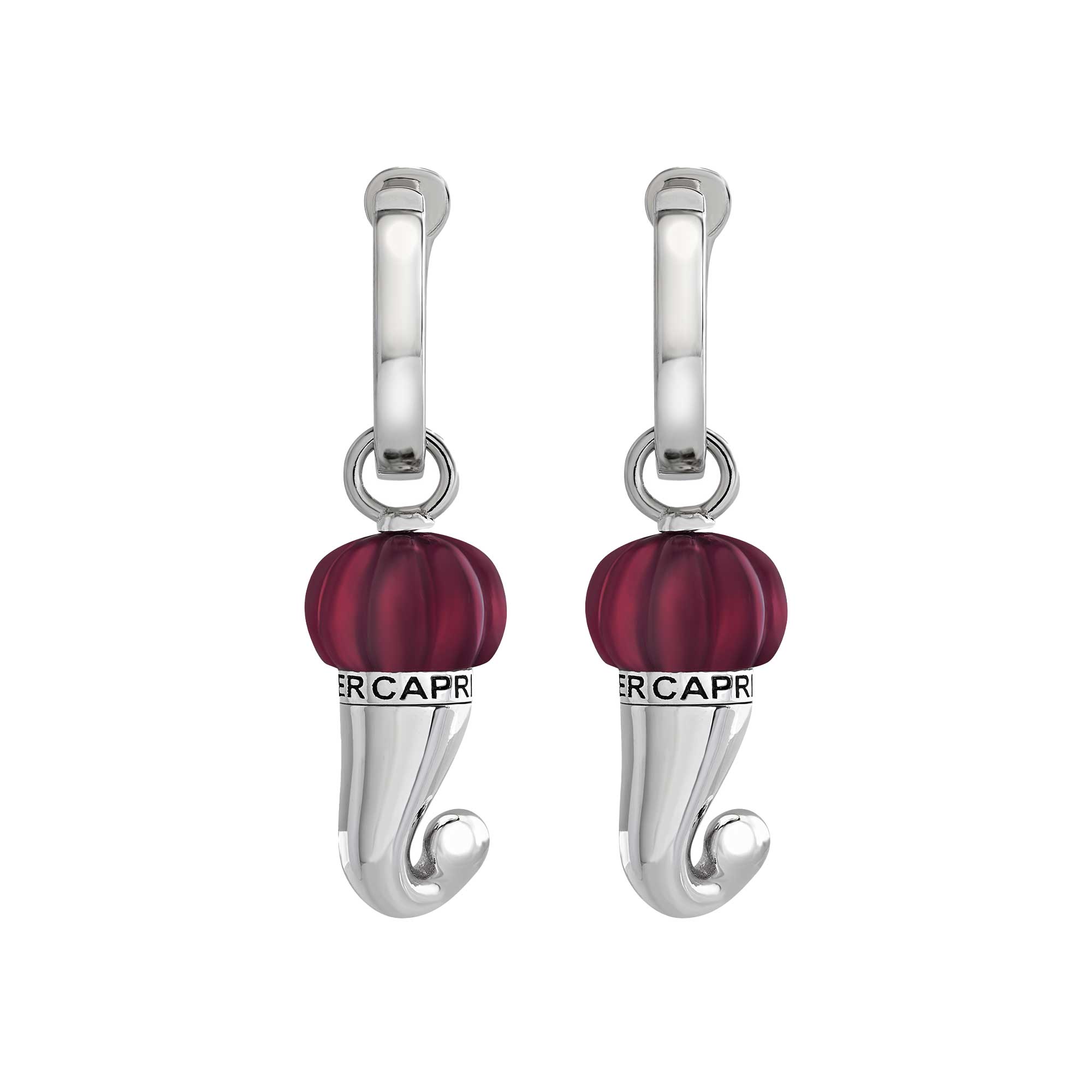 Burgundy Resin Earrings Et Voilà Corni Silver