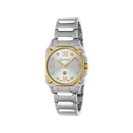 OROLOGIO G-FLAT 24 MM quadrante argento galvanizzato con indici diamantati