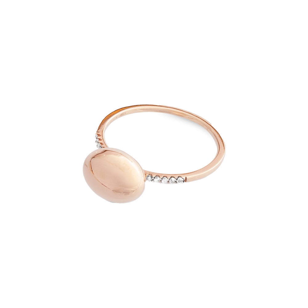 Anello piccolo DANCING ÉLITE con boule in oro rosa e pavè di diamanti - immagine 3