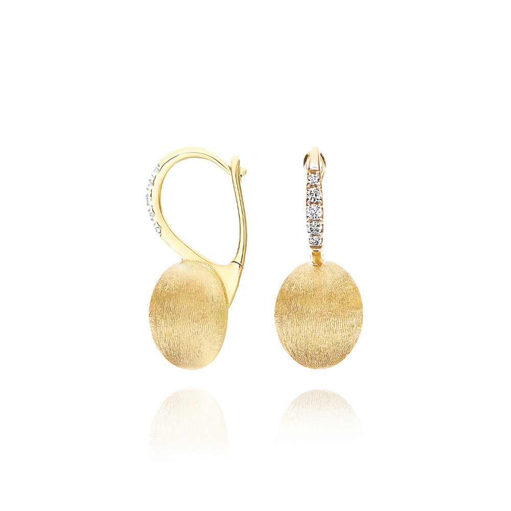 Orecchini piccoli CILIEGINE con boules pendenti in oro e dettagli in diamanti - immagine 2