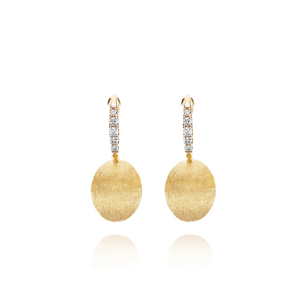 Orecchini piccoli CILIEGINE con boules pendenti in oro e dettagli in diamanti - immagine 3