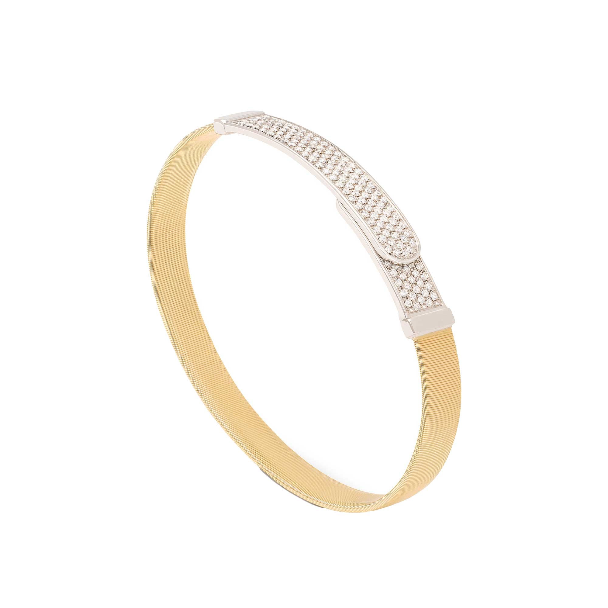 MASAI 18K Yellow Gold Coil and Diamond Pavé Large Bangle Bracelet