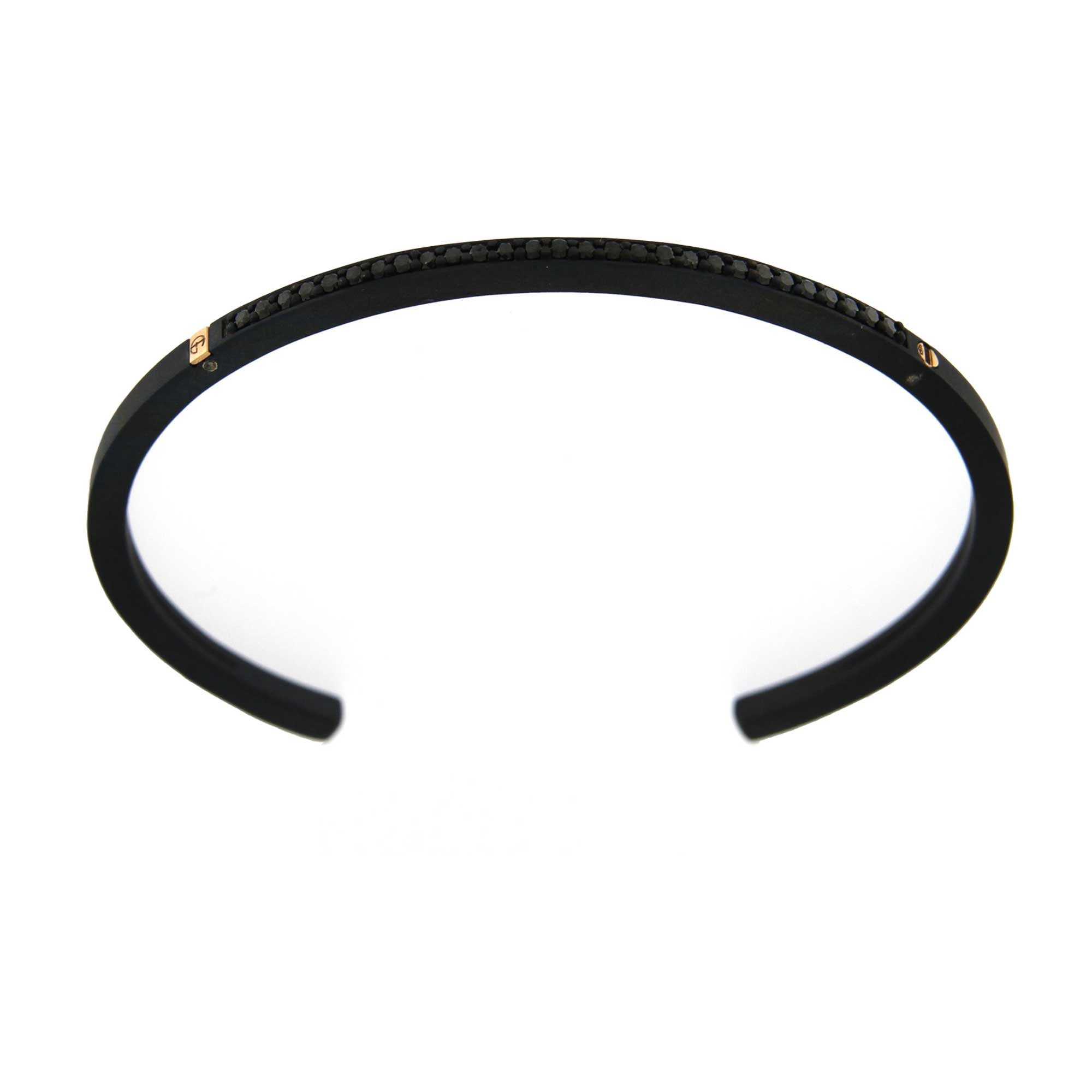 Bracciale titanio nero con riporti in oro 18ct e diamanti neri 0,56 ct