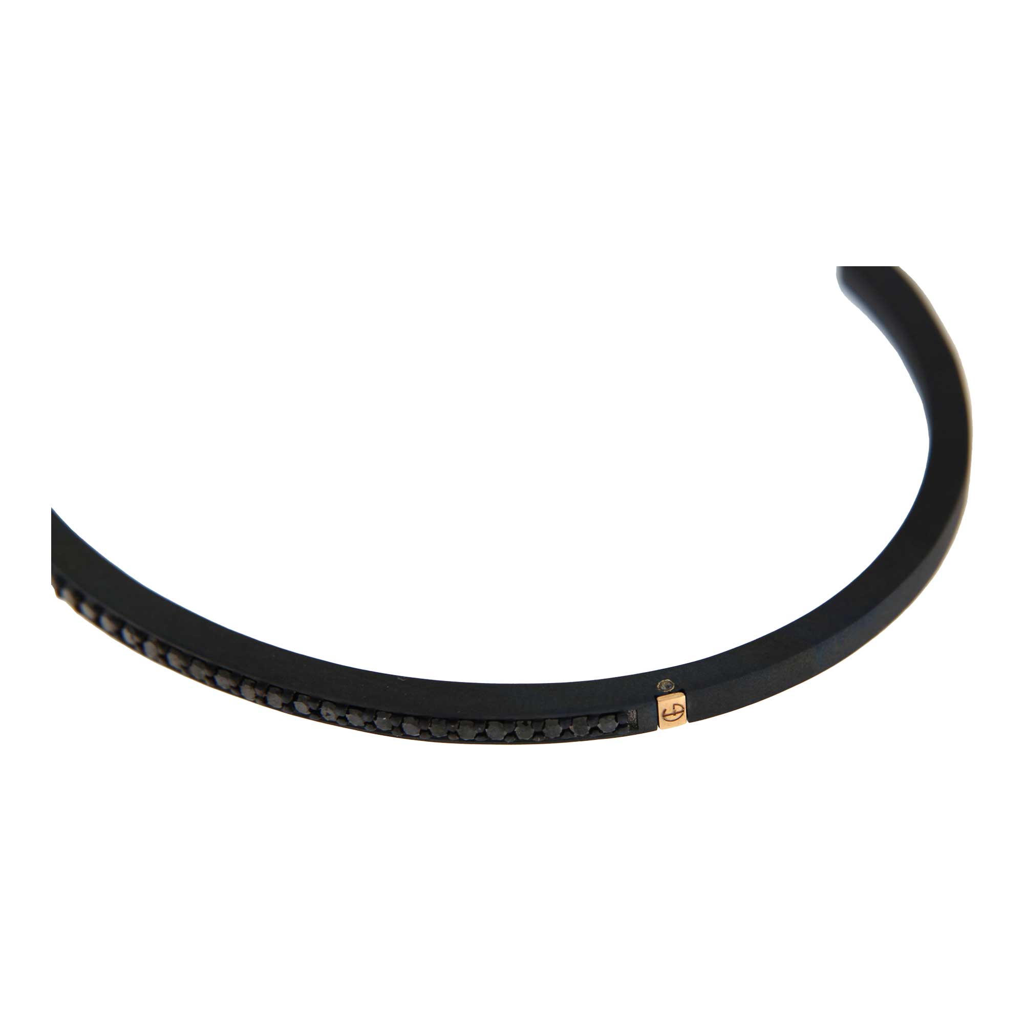 Bracciale titanio nero con riporti in oro 18ct e diamanti neri 0,56 ct - immagine 3