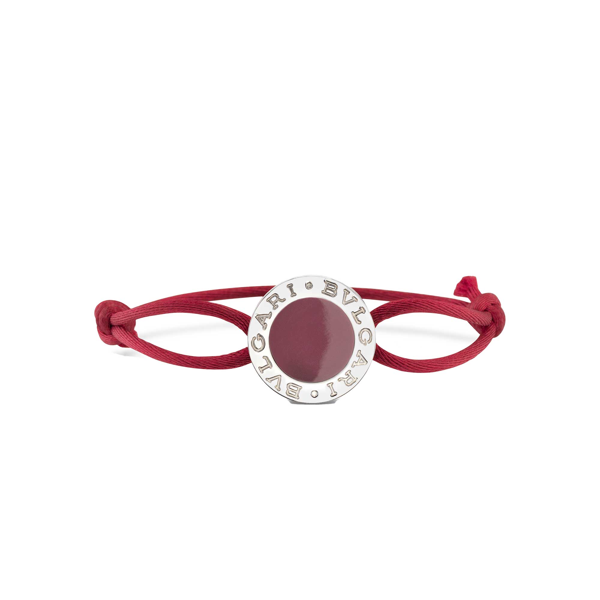 Bvlgari Bvlgari Bracciale iconico doppio logo in argento 925 e smalto rosso