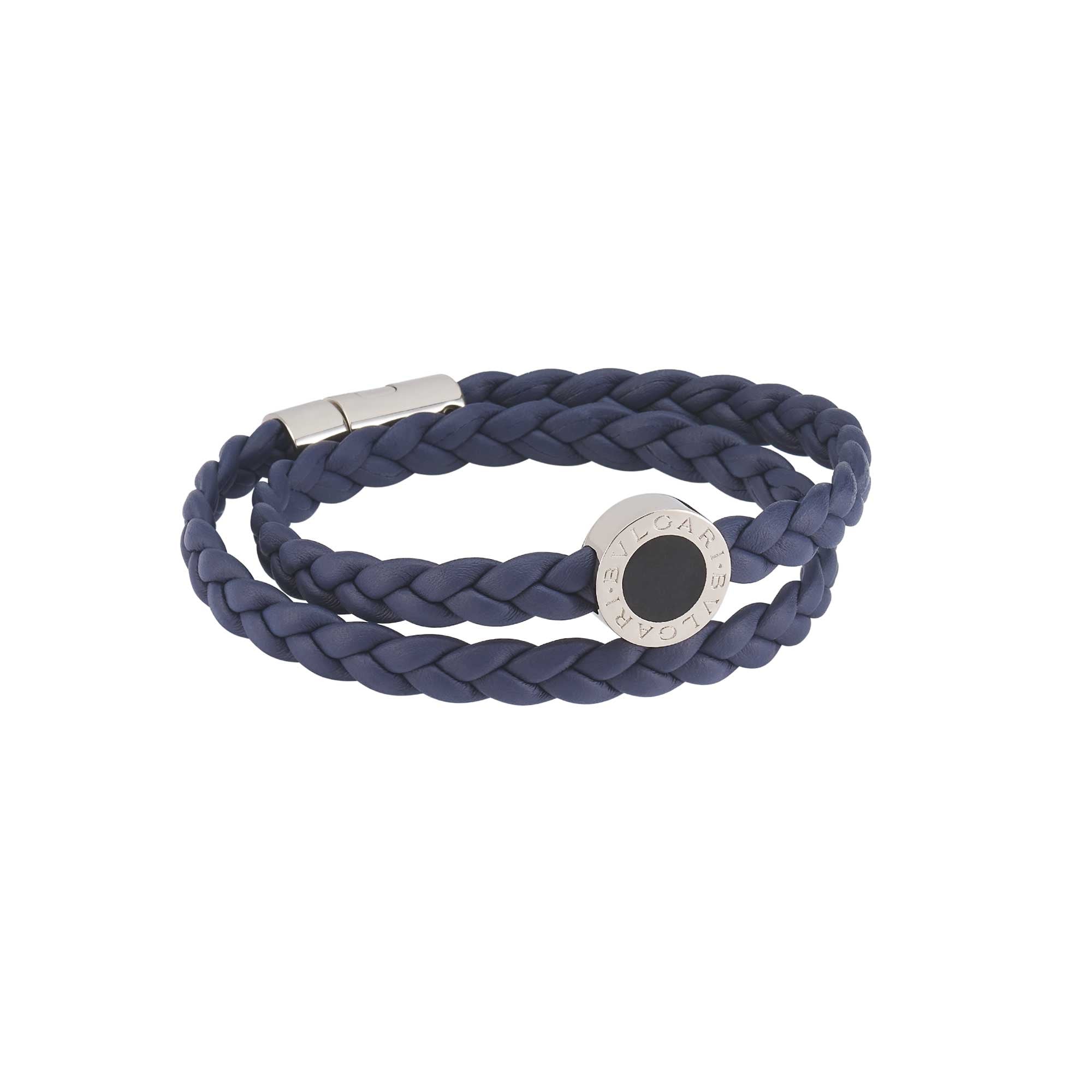 Bvlgari Bvlgari Bracciale In Pelle intrecciato blu Poseidon lapislazzuli