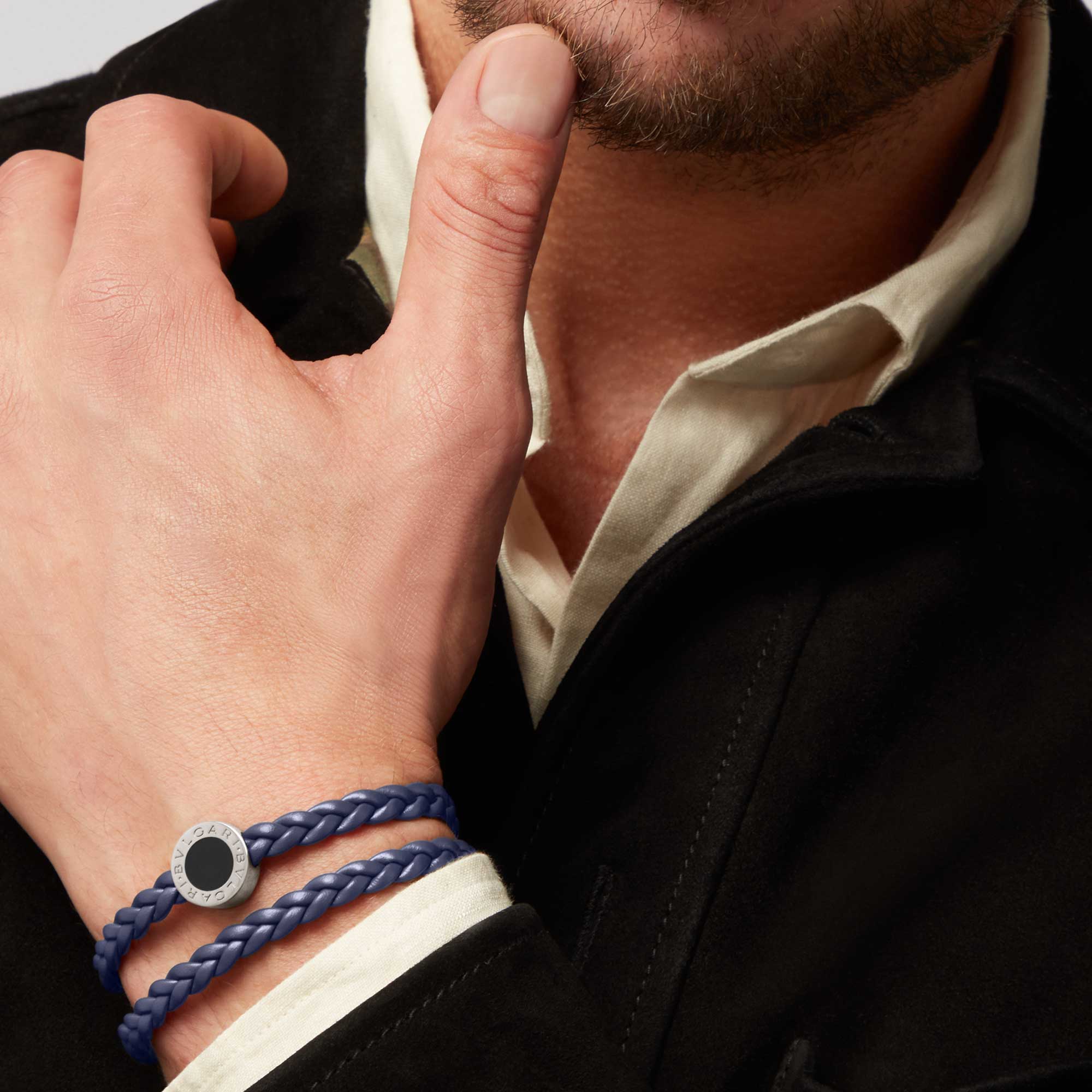 Bvlgari Bvlgari Bracciale In Pelle intrecciato blu Poseidon lapislazzuli - immagine 2