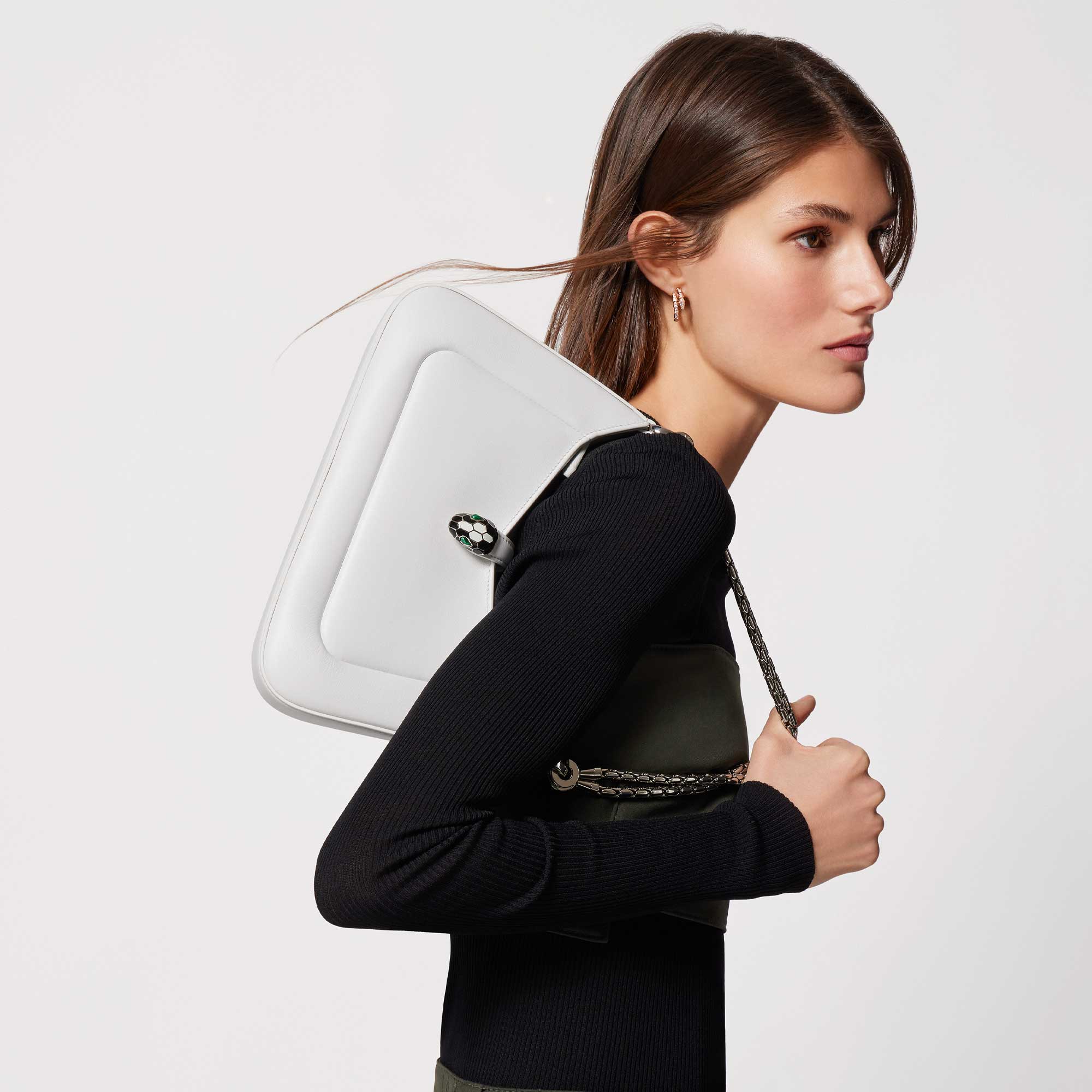 Serpenti Baia Borsa A Spalla Vitello Metropolitan Bianco - immagine 6