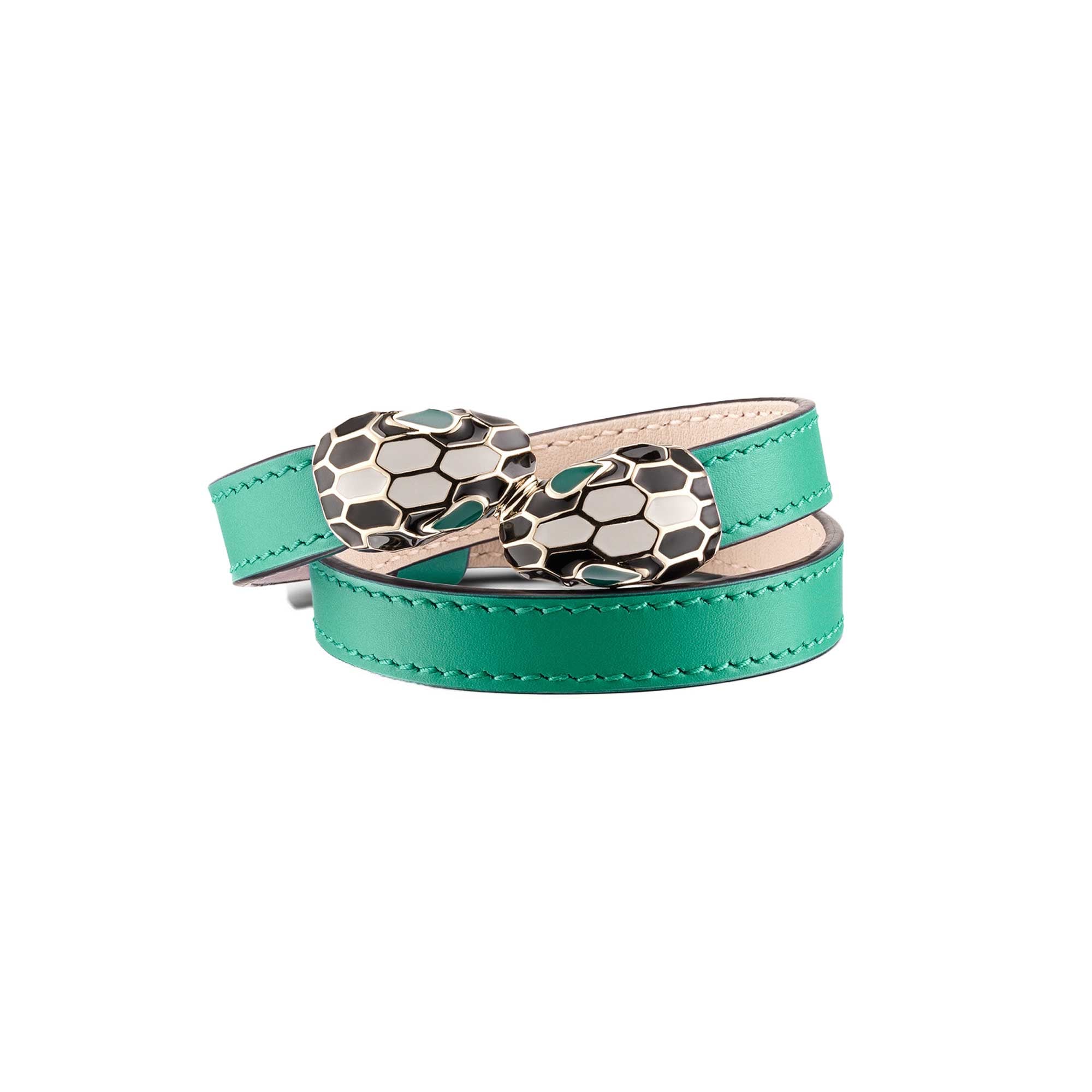 Serpenti Forever Bracciale In Pelle a doppio giro in vitello verde smeraldo