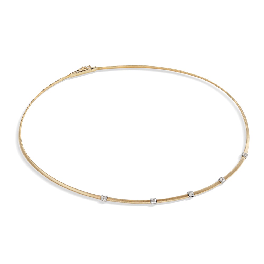 Masai Collier piatto in oro giallo 18kt con cinque elementi pavé di diamanti