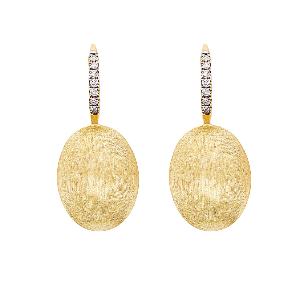 ORECCHINI GRANDI CILIEGINE CON BOULES PENDENTI IN ORO E DETTAGLI DI DIAMANTI