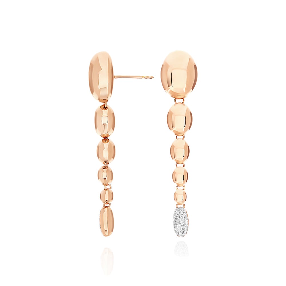 ORECCHINI "IVY" PENDENTI CON BOULES DEGRADÉ IN ORO ROSA E DIAMANTI - immagine 2