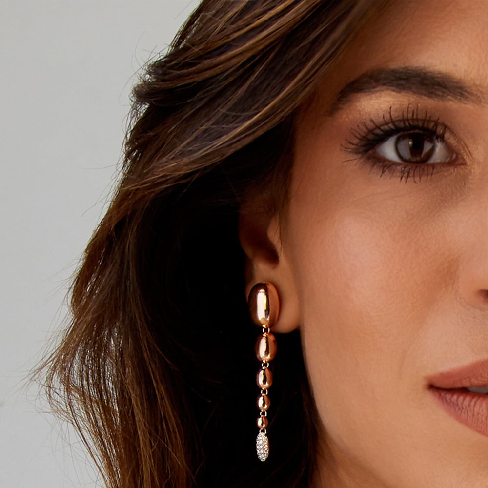 ORECCHINI "IVY" PENDENTI CON BOULES DEGRADÉ IN ORO ROSA E DIAMANTI - immagine 3