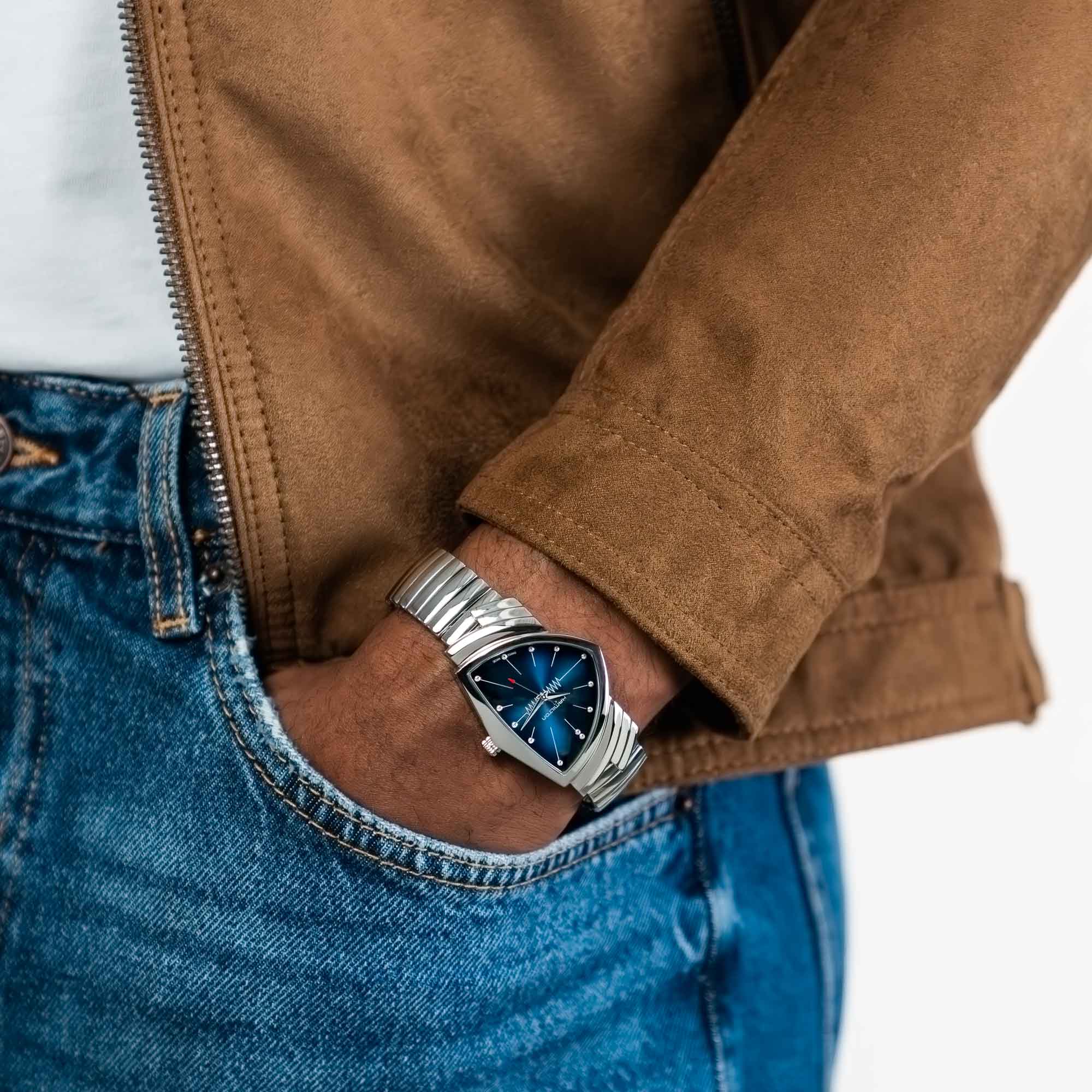 VENTURA QUARTZ QUADRANTE BLU 32X50 MM - immagine 2