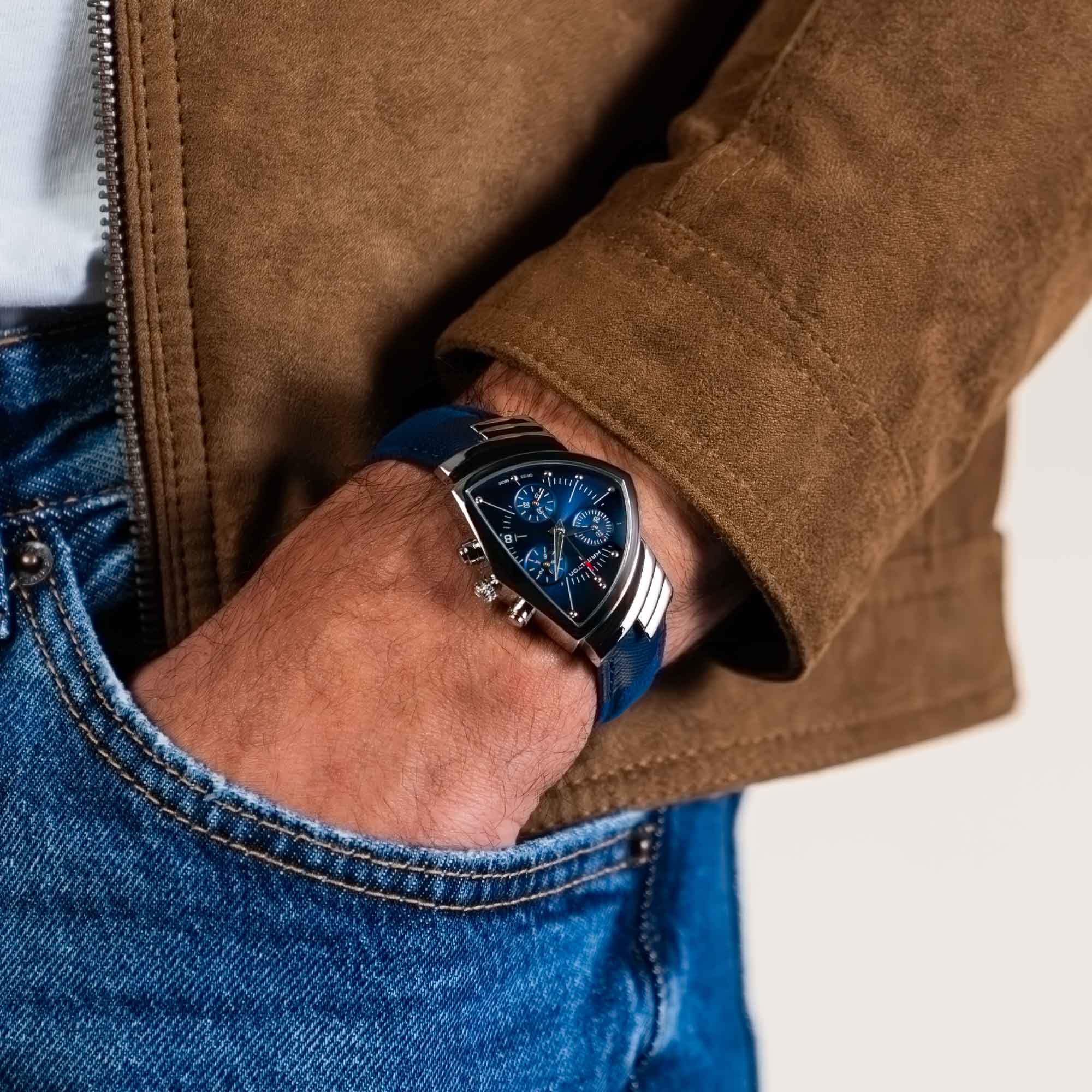 VENTURA CHRONO QUARTZ QUADRANTE BLU CON TRE CONTATORI - immagine 5