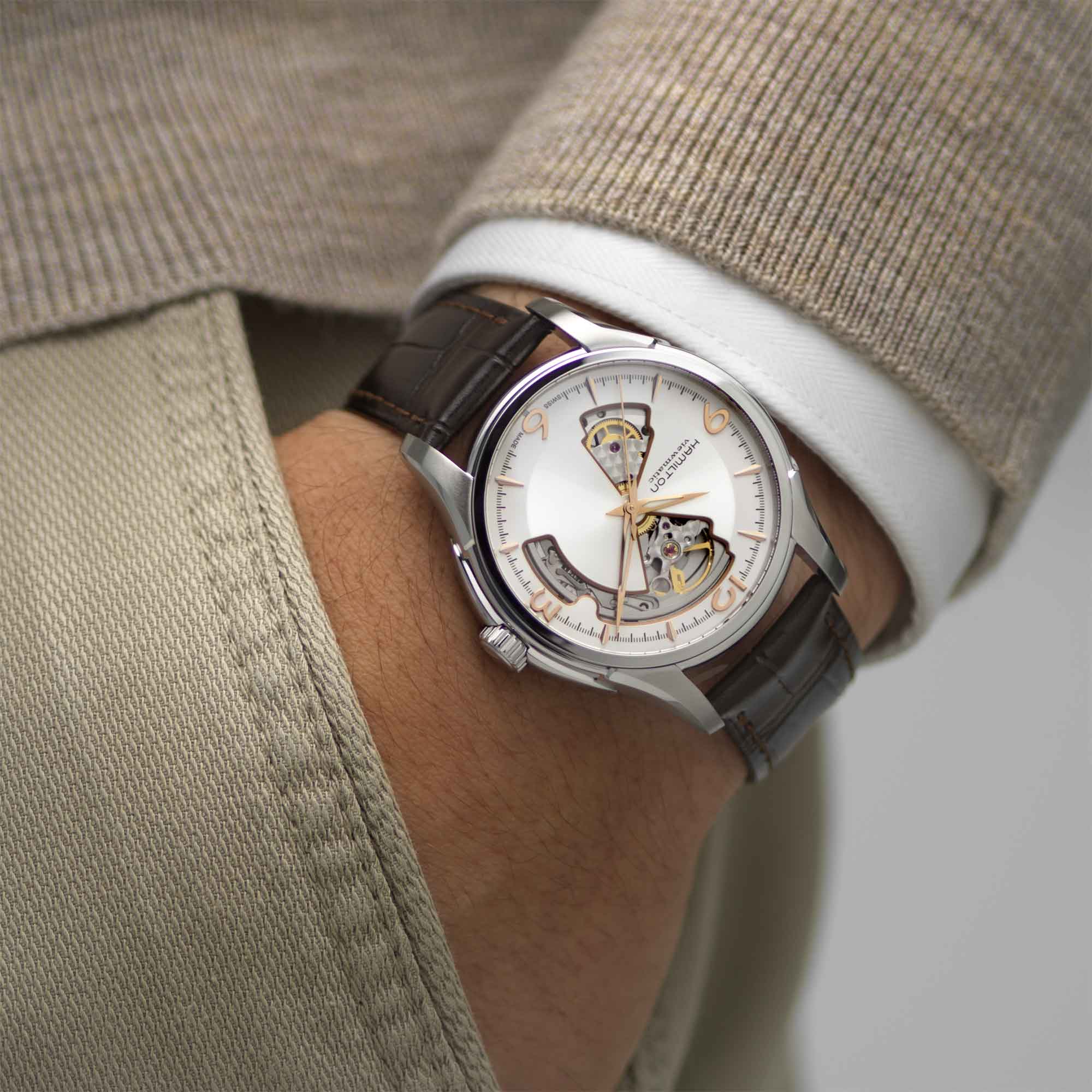 JAZZMASTER OPEN HEART AUTO QUADRANTE ARGENTO 40 MM - immagine 5