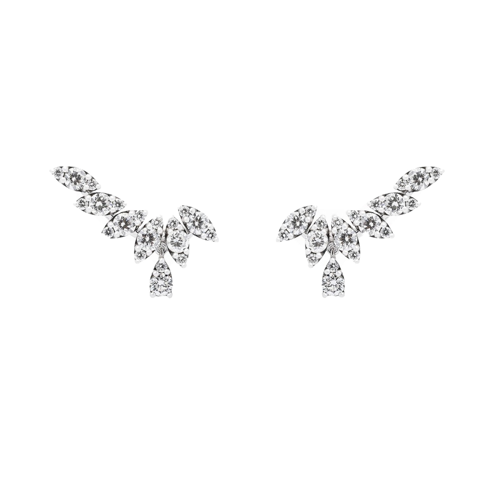 Orecchini Gaia in oro bianco a lobo con gocce di brillanti 1,02 ct