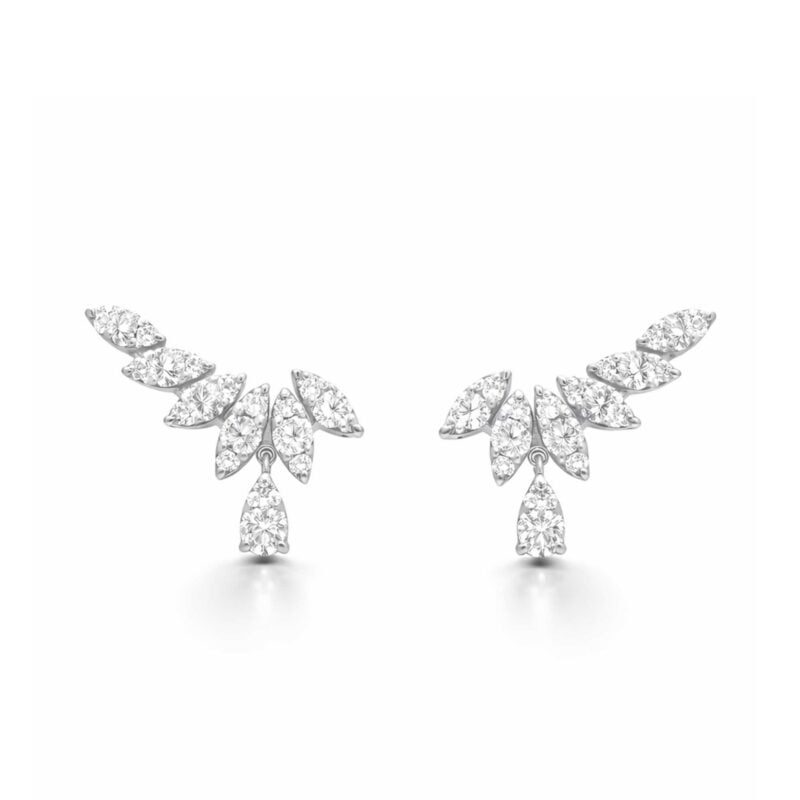 Orecchini Gaia in oro bianco a lobo con gocce di brillanti 1,02 ct