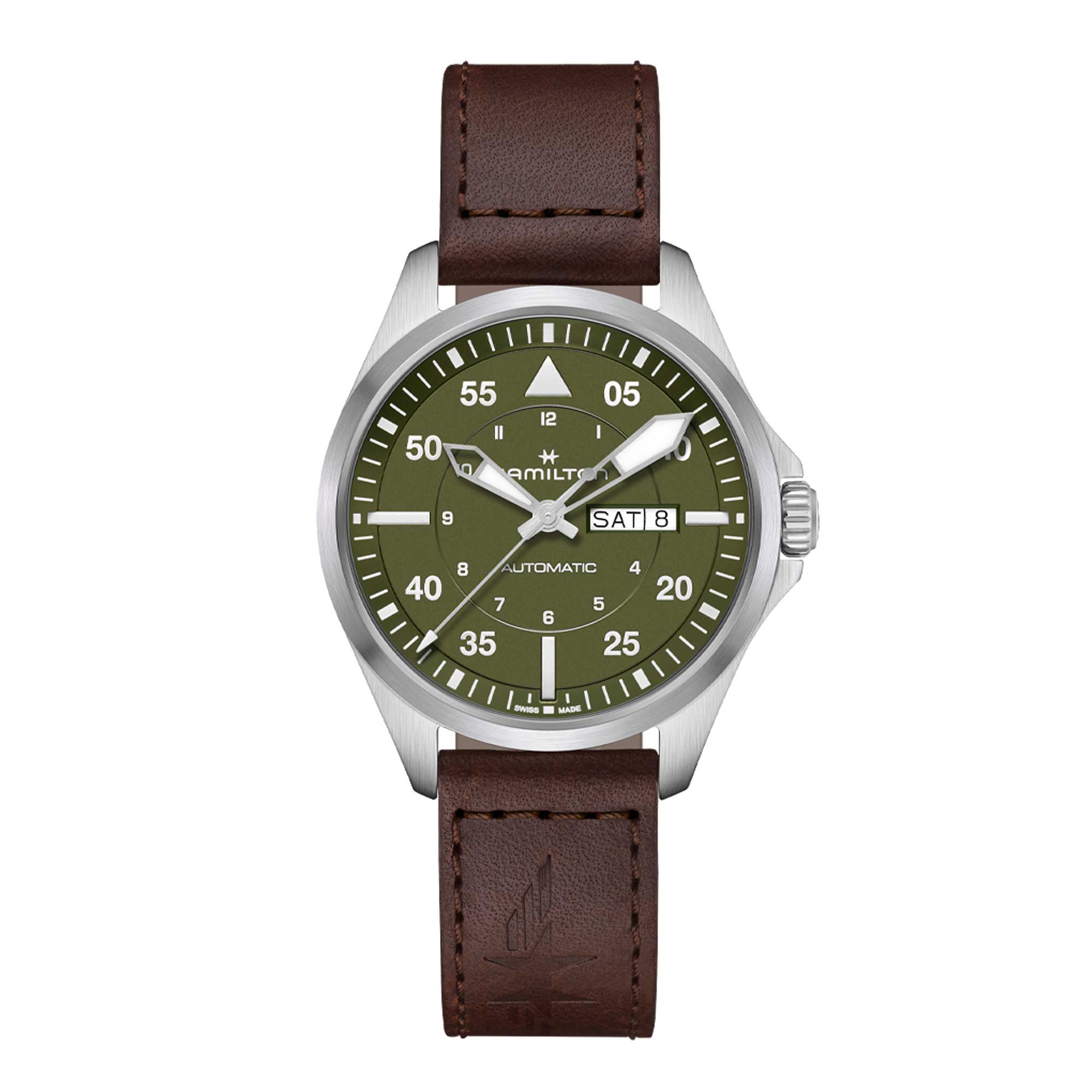 KHAKI AVIATION PILOT DAY DATE AUTO QUADRANTE VERDE