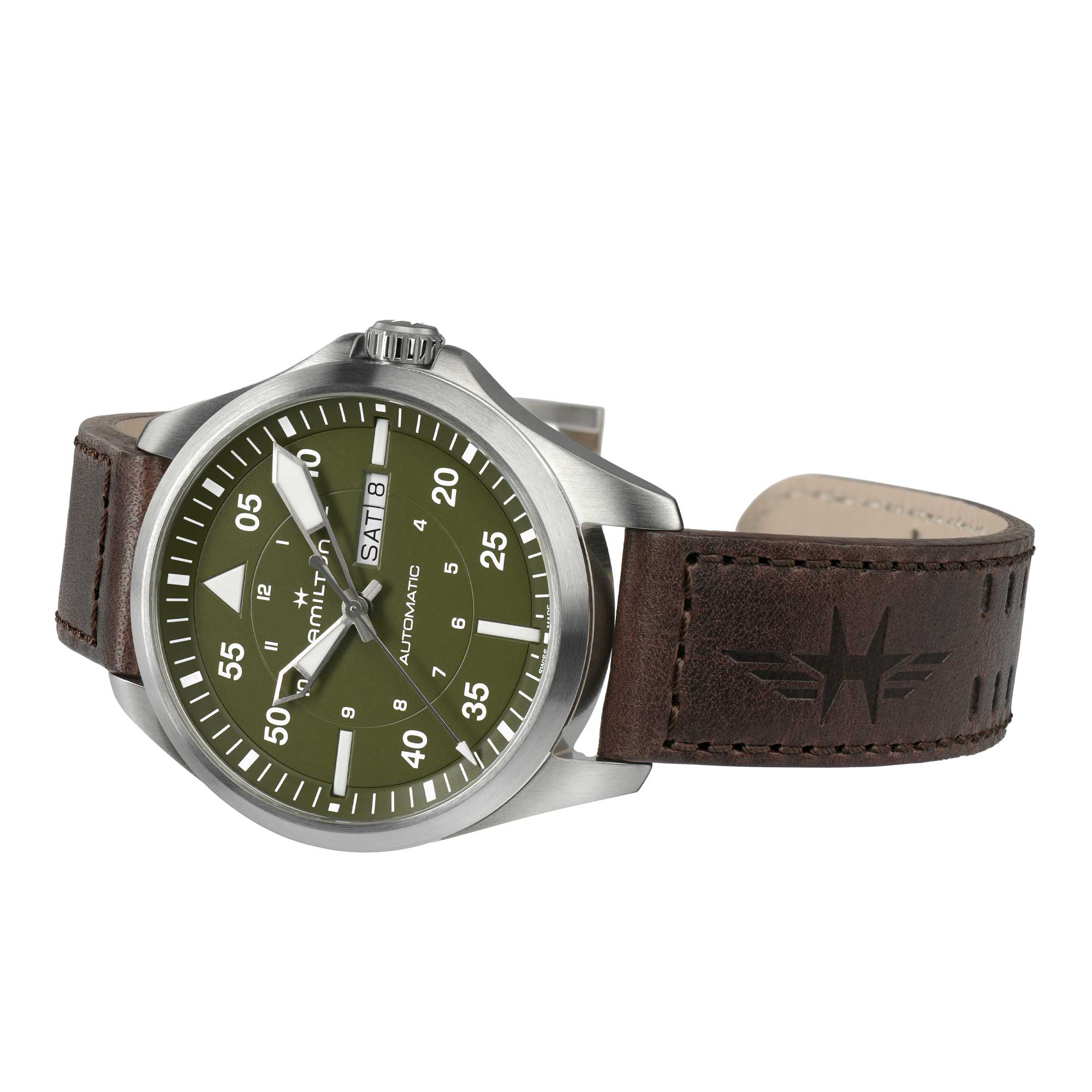 KHAKI AVIATION PILOT DAY DATE AUTO QUADRANTE VERDE - immagine 2
