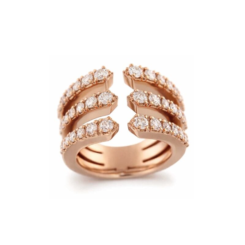 Stars anello 3 fasce in oro rosa e brillanti Fecarotta Gioielli