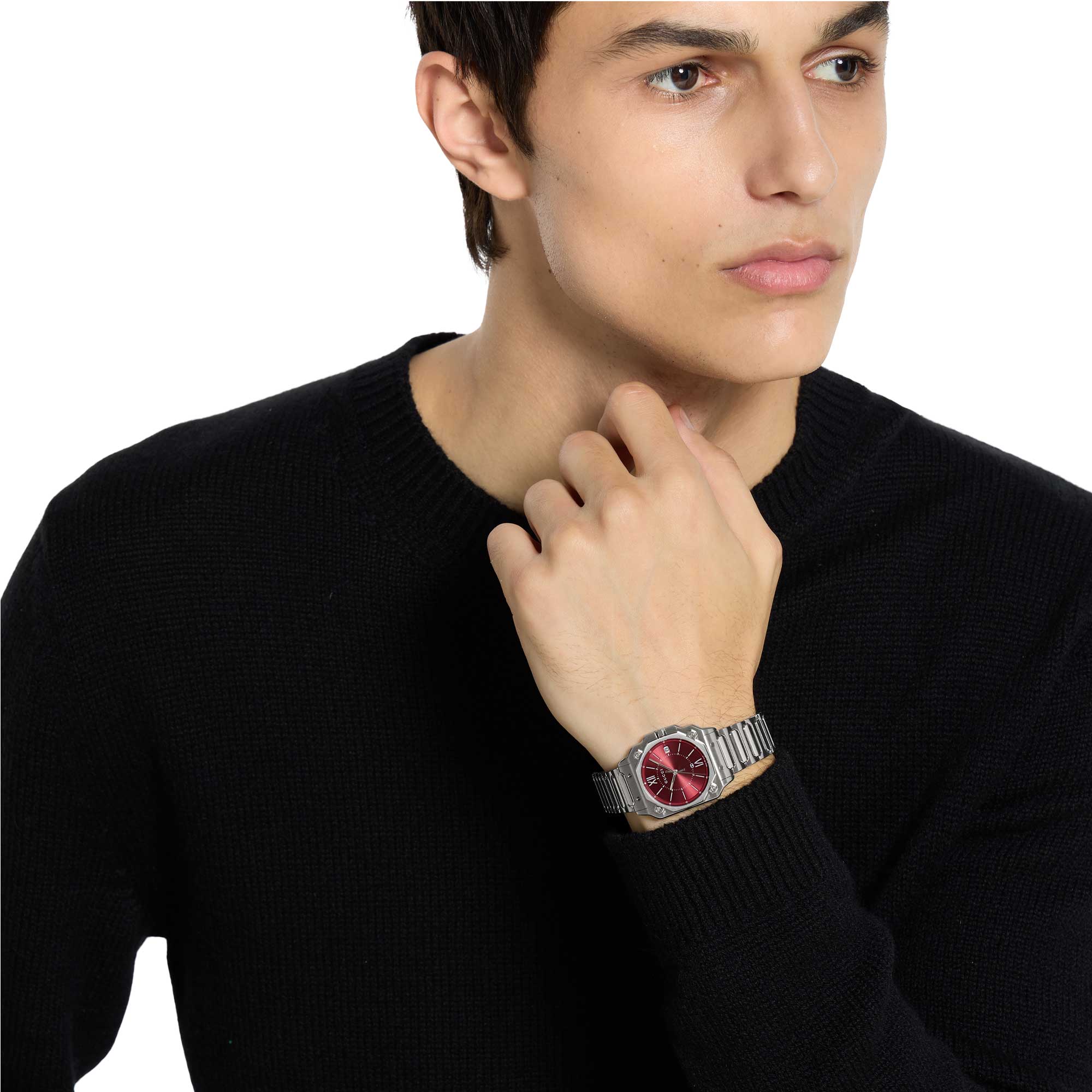 OROLOGIO G-FLAT 30 MM QUADRANTE ROSSO E CASSA IN ACCIAIO - immagine 2