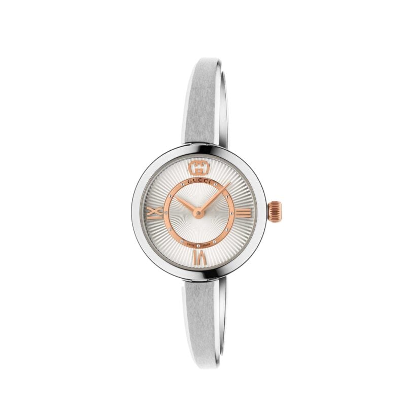 OROLOGIO GUCCI 24 MM QUADRANTE ARGENTATO GUILLOCHÉ 24 MM