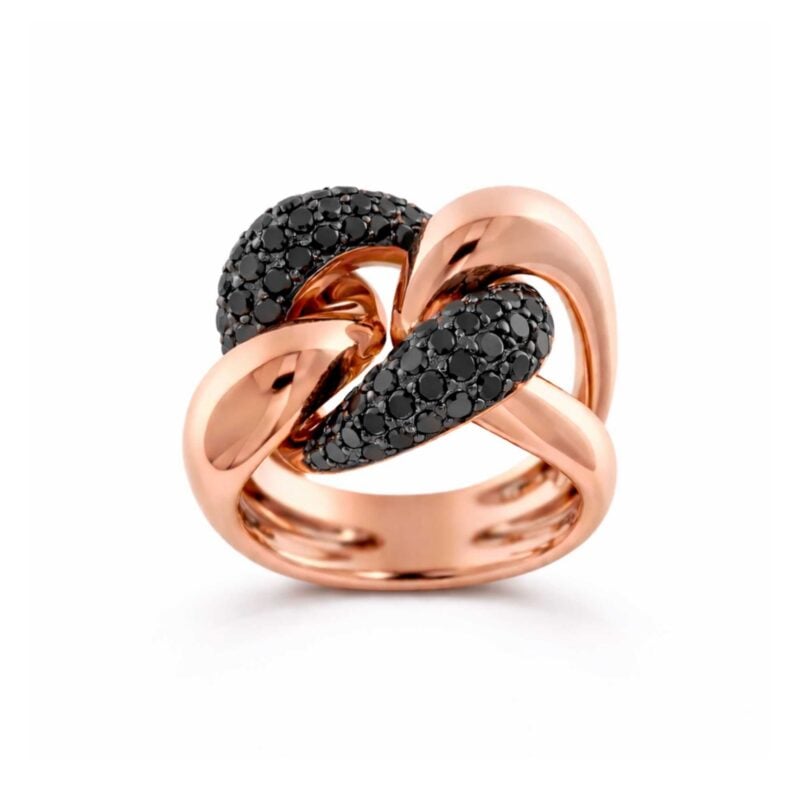Anello Grumette oro rosa con diamanti neri 1,58 ct